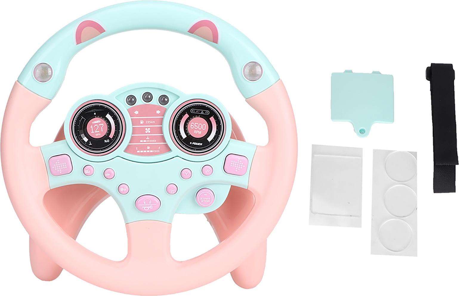Gistuch CO -Fahrer Simuliertes Lenkrad Rosa Bildungssimulation Spielzeug für Kinder Kinder