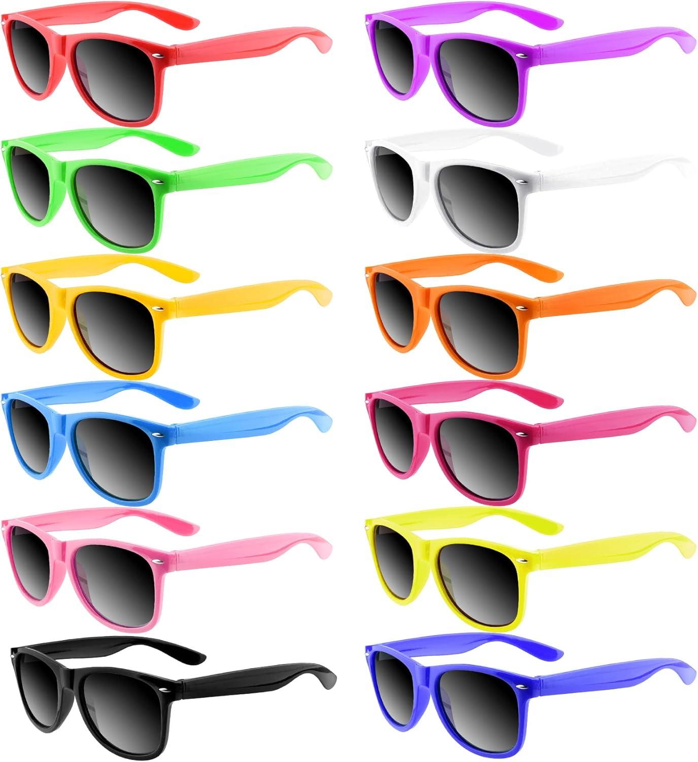 Mmgoqqt Set mit 12 Neon-Sonnenbrillen, Partygeschenke für Strand/Pool/Party Kau-LA-2647-4