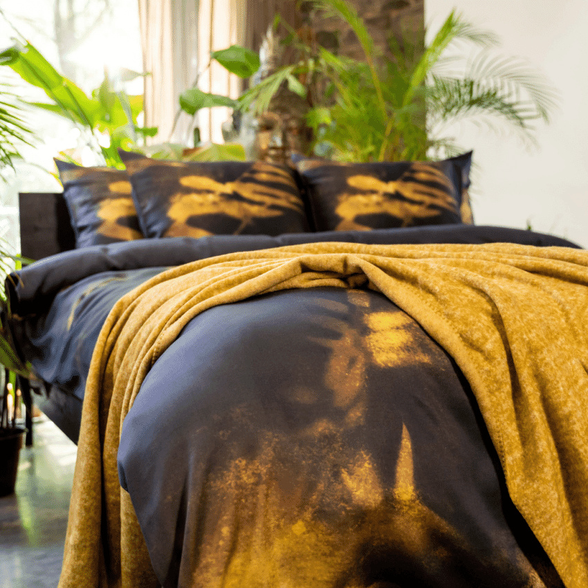 Kayori Lyocell-Bettwäsche-Garnitur Dojin Farbe Schwarz Größe 155x220+80x80