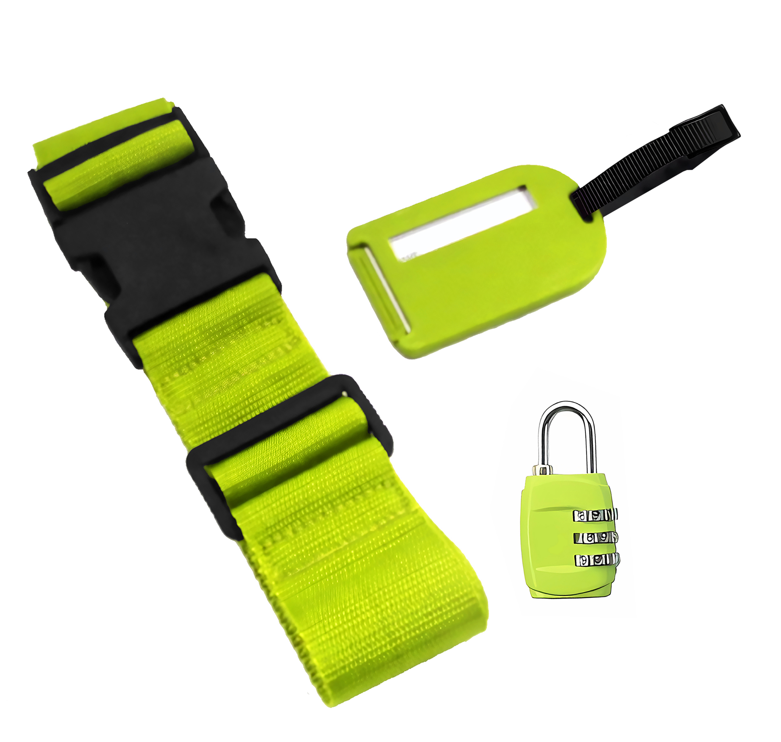 Stolz Reise-Set Koffergurt Zahlenschloss Gepäckanhänger Koffergürtel Kofferband Gepäckgurt Schloss Gepäckband Koffergürtel Kofferband 91 (Grün)