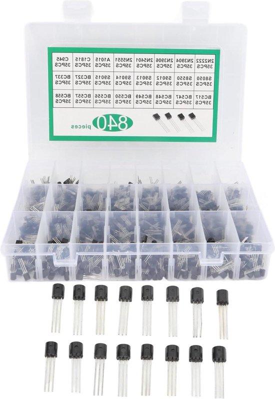 OEM 840-teiliges Transistor-Set – BC337, BC549, A1015 – Dioden, Trioden, NPN, PNP, Leistungstransistoren – Universal-Transistor-Sortiment 2026