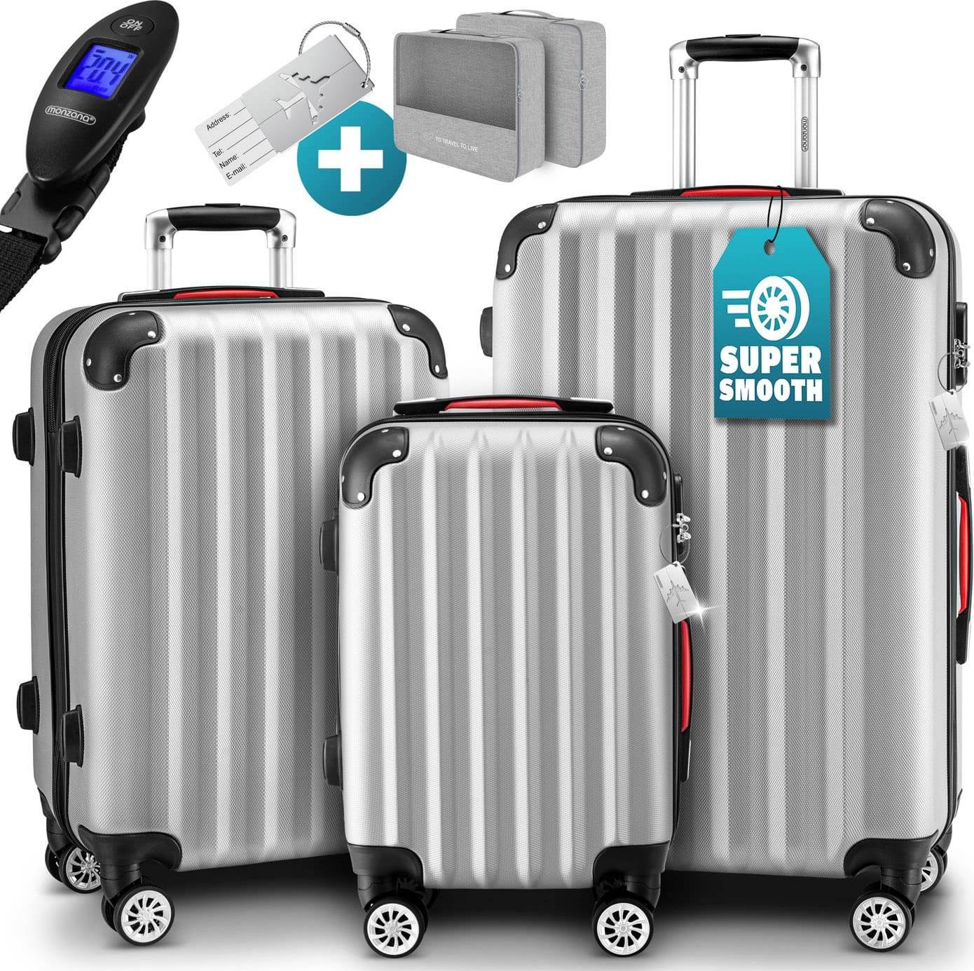 B2X 3-teiliges Gepäckset aus silbernem ABS mit 360°-Rädern
