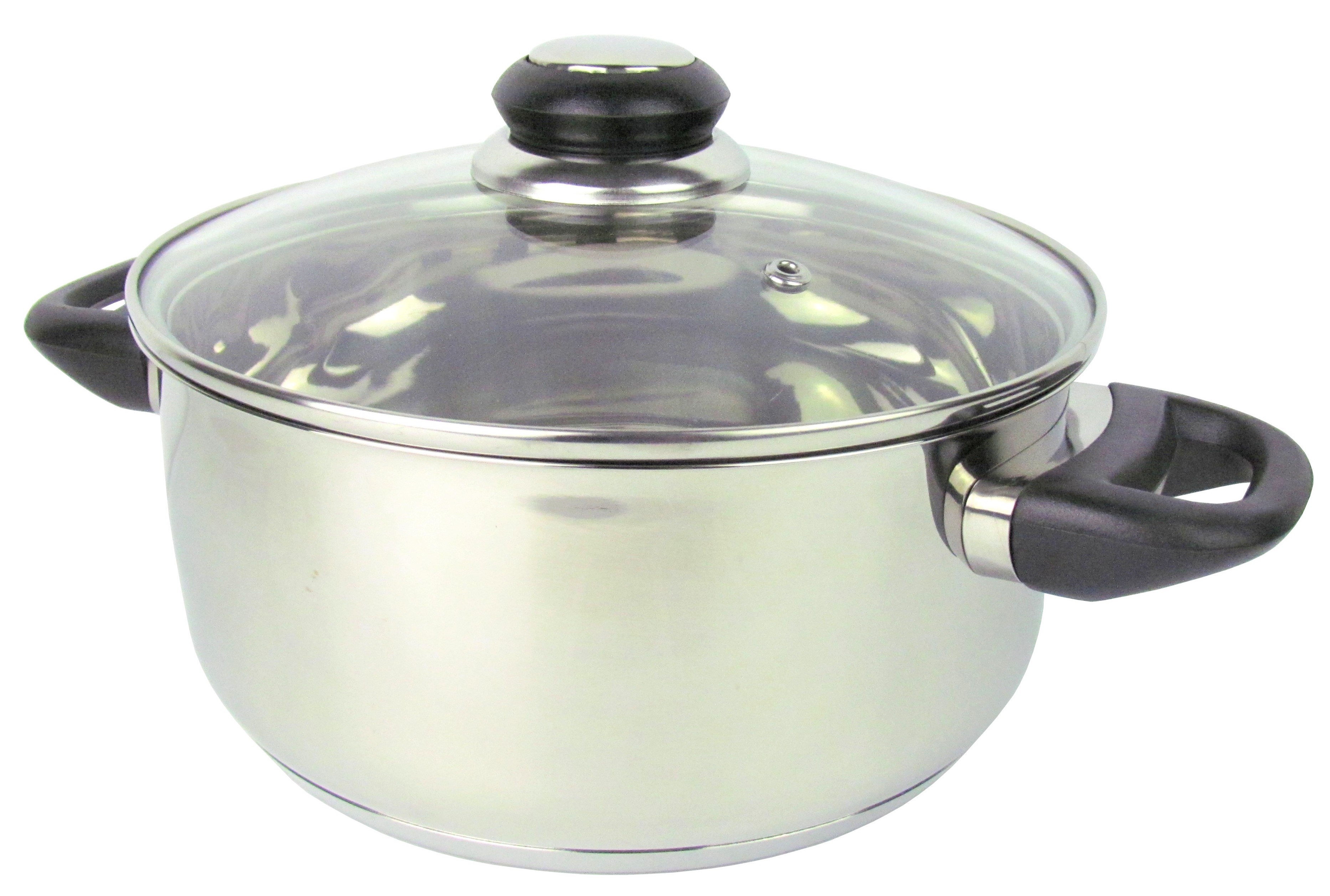 Haushalt International iH - Edelstahl Kochtopf mit Glasdeckel - Induktionsgeeignet - Ø20cm
