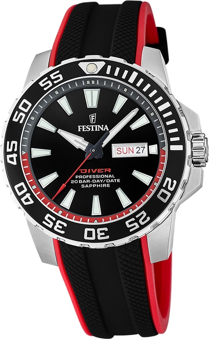 Pánske hodinky Festina gumové čierno-červené Náramkové hodinky The Originals D2UF20662/3