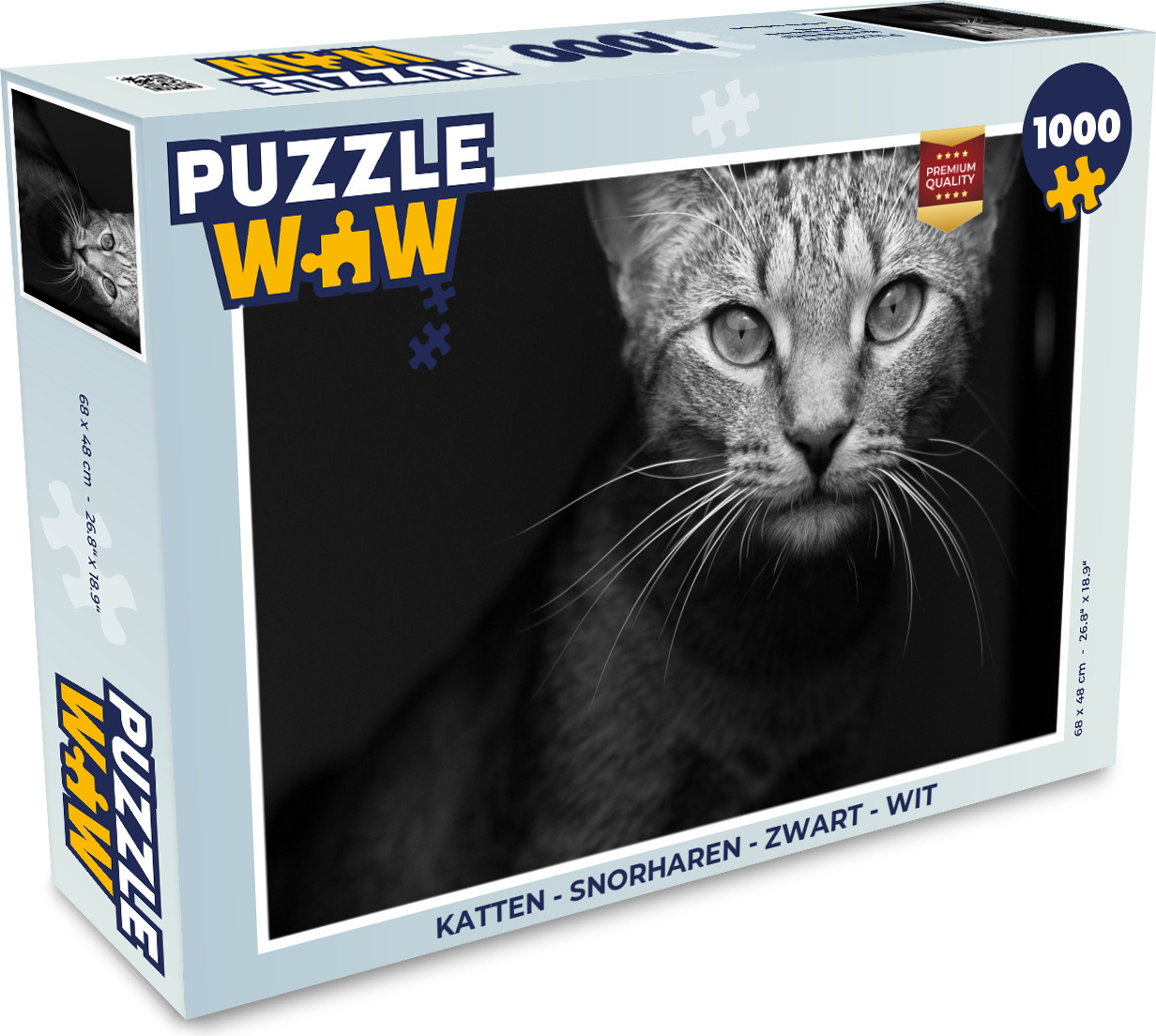 MuchoWow® Puzzle 1000 Teile Katzen - Schnurrhaare - Schwarz - Weiß - Erwachsene - Rätsel 136|273200459