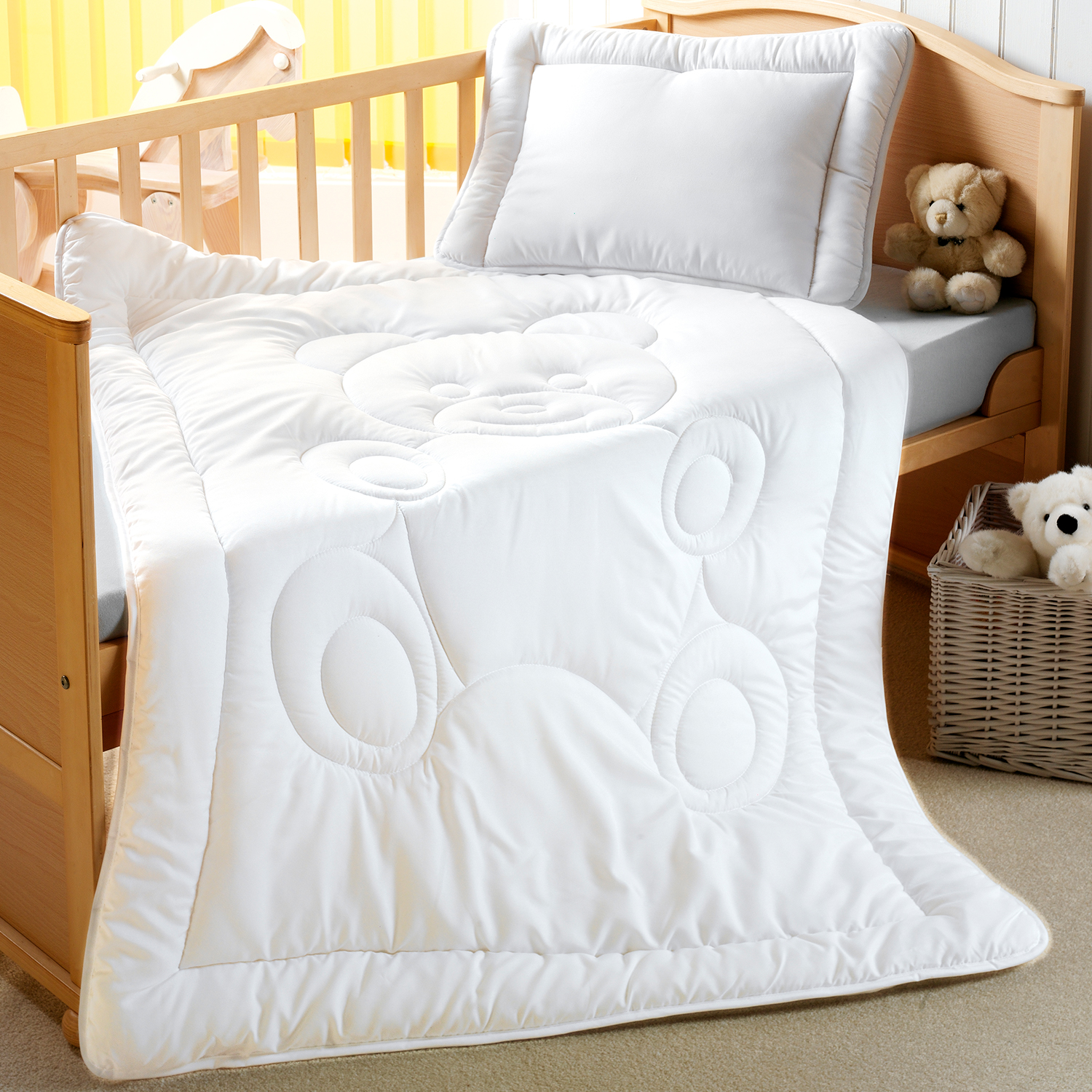 Unterbett Baby Bettset Oberbett Kinderbett Set 3Teilig 100% Wolle Kissen 