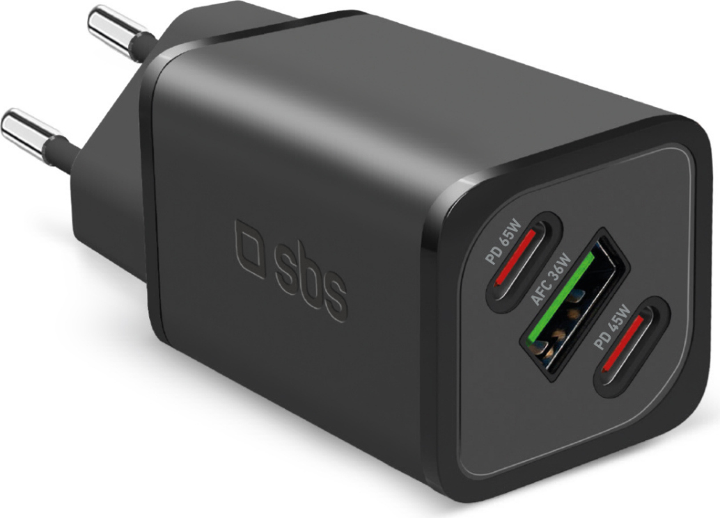 SBS NanoTube Charger 65W 3xUSB TETRGANUSB2C65W Nabíjačka 2×USB-C PD 65W, 1×USB-A 36W