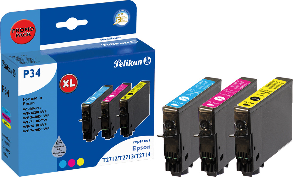 Pelikan Promo Pack P34 - 3er-Pack - Gelb, Cyan, Magenta