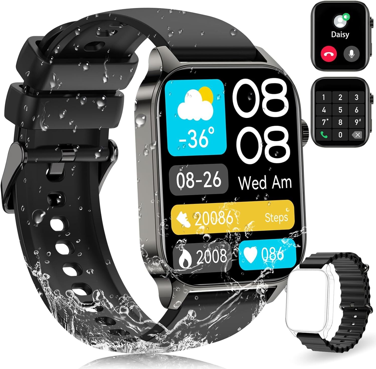 Smartwatch Ženy Muži s Bluetooth hovory, Fitness hodinky IP68 Vodotesné srdcová frekvencia SpO2 112 športových režimov Krokomer Monitor spánku Android IOS