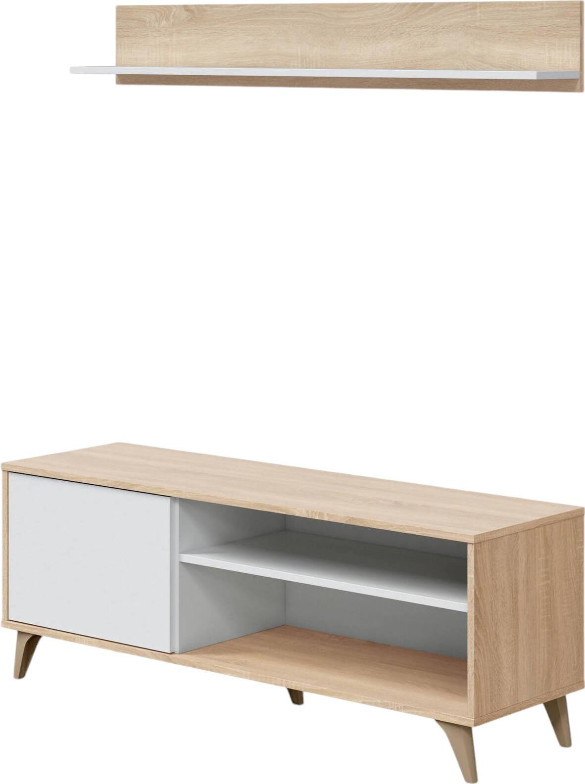 TV-Ständer Mesa, Sideboard für Wohnzimmerfernseher mit 1 Tür, TV-Ständer im Wohnzimmer, Design-Sideboard, 135x40h50 cm, Eiche