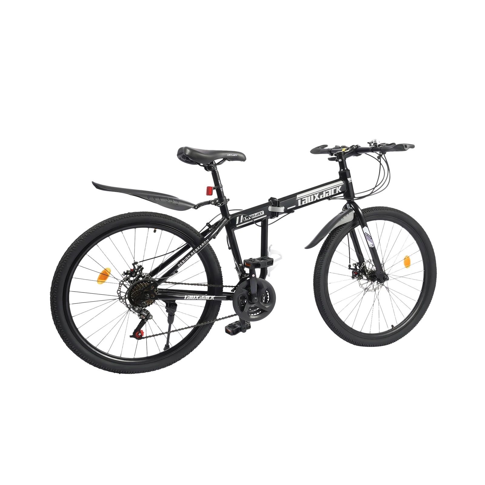 26-palcový skladací horský bicykel, 21-rýchlostné prevody, odolná uhlíková oceľ, čierna farba
