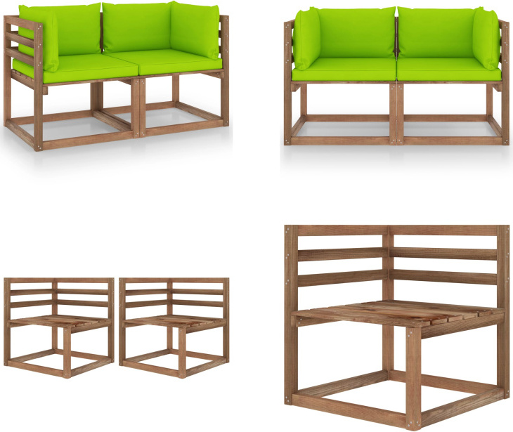 vidaXL Záhradná 2-miestna pohovka z paliet s vankúšmi zo svetlozeleného borovicového dreva - Pohovka z paliet - Pohovky z paliet - Drevená pohovka z paliet - Záhradná pohovka