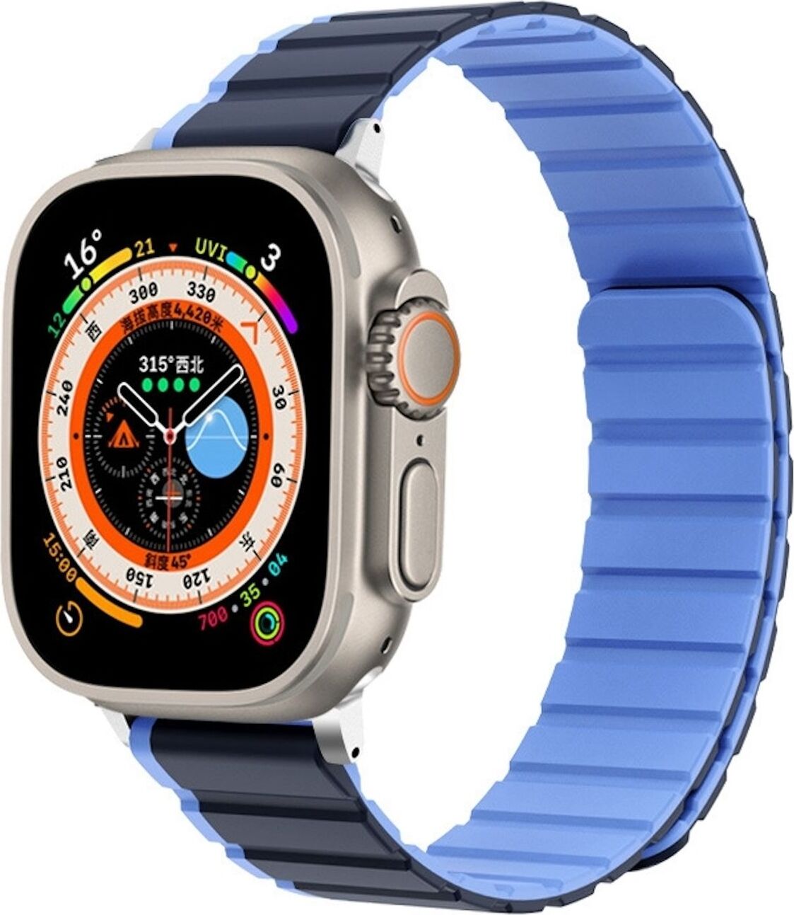 Pre Apple Watch Ultra 2 / 1 49 mm magnetický silikónový remienok Blue