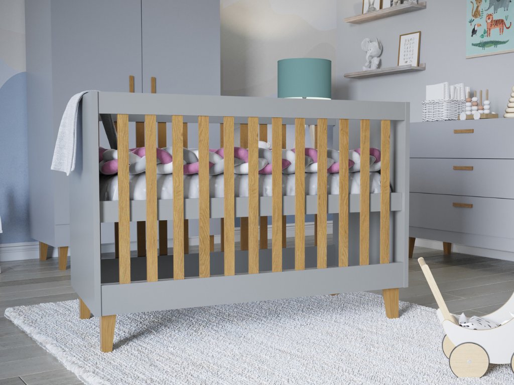 Kocot Kids Kinderbett KUBI mit 3 Gitterplätzen Grau LNKU_BI_12-6BS_BM