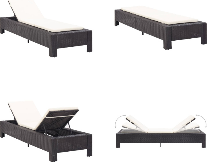 vidaXL Lehátko s vankúšom z čierneho polyratanu - Lehátko - Lehátka - Záhradné ležadlá - Záhradné ležadlá