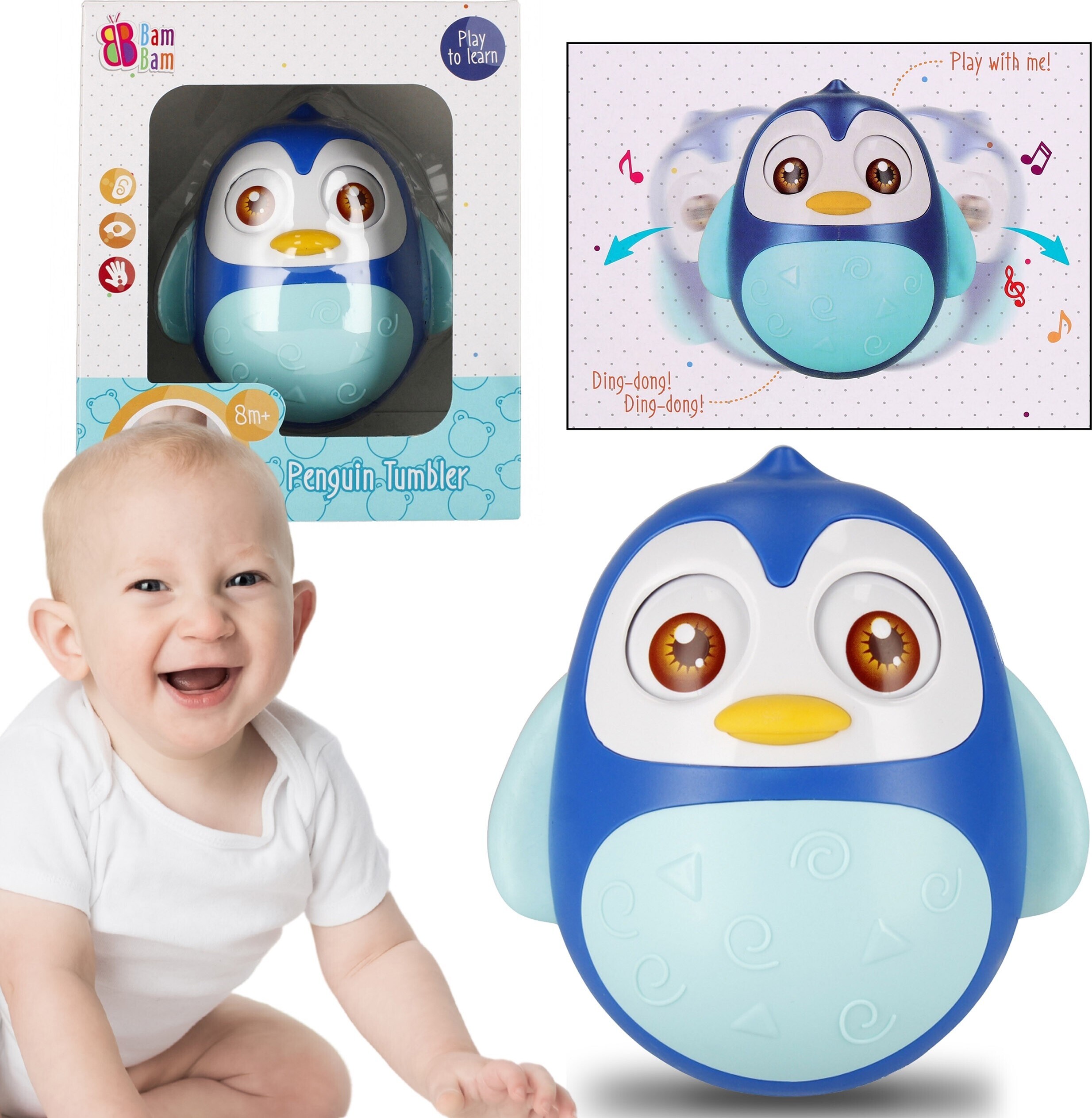 Hape E0331 Stehauf-Pinguin & E0327 Roter Regenmacher – Babyspielzeug Ab 0 Monaten Mit Klängen, Fördert Motorik & Sinneswahrnehmung