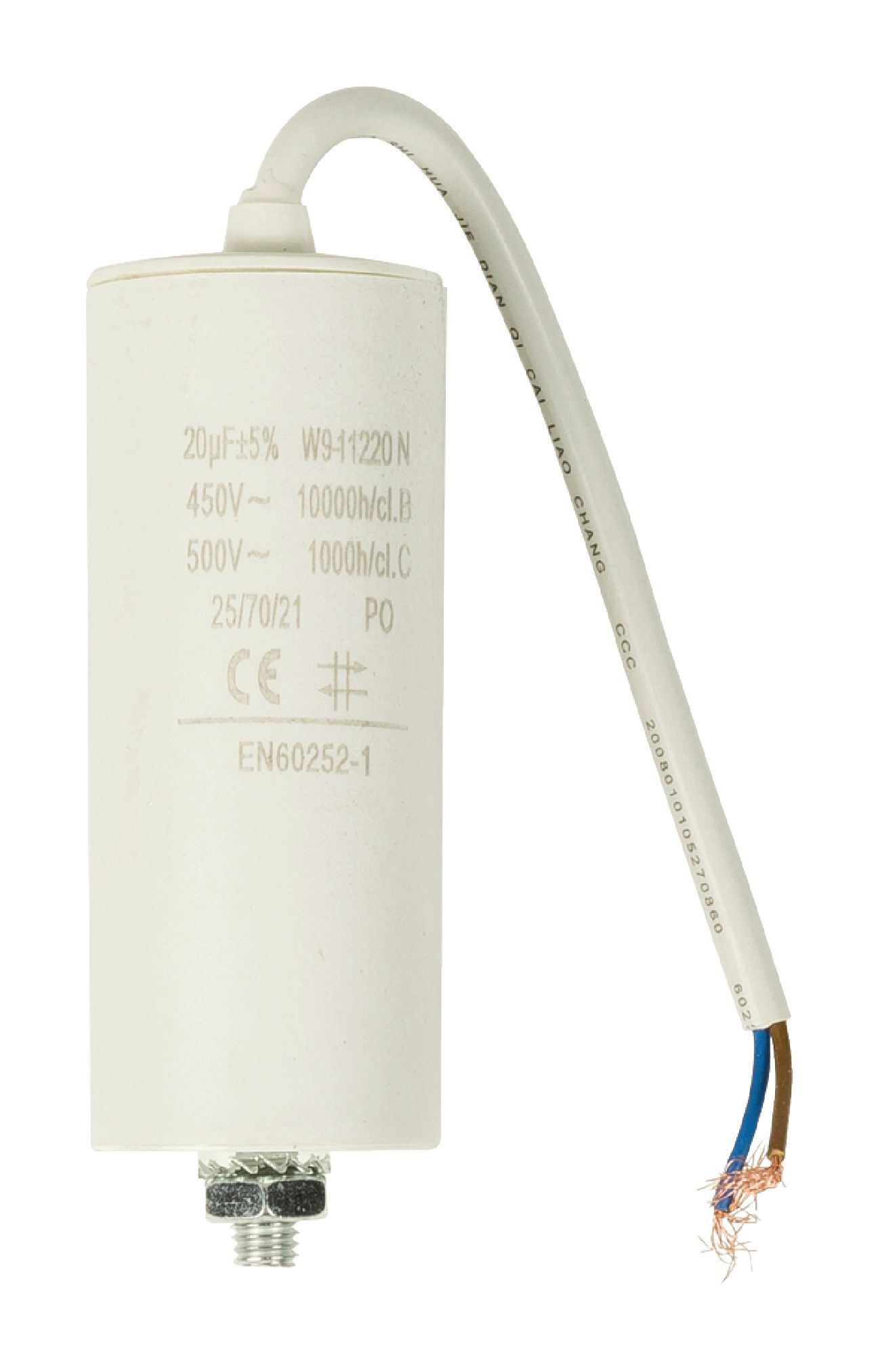 daniplus Kondensator Motorkondensator Anlaufkondensator Arbeitskondensator mit Kabel 450V 20 µF