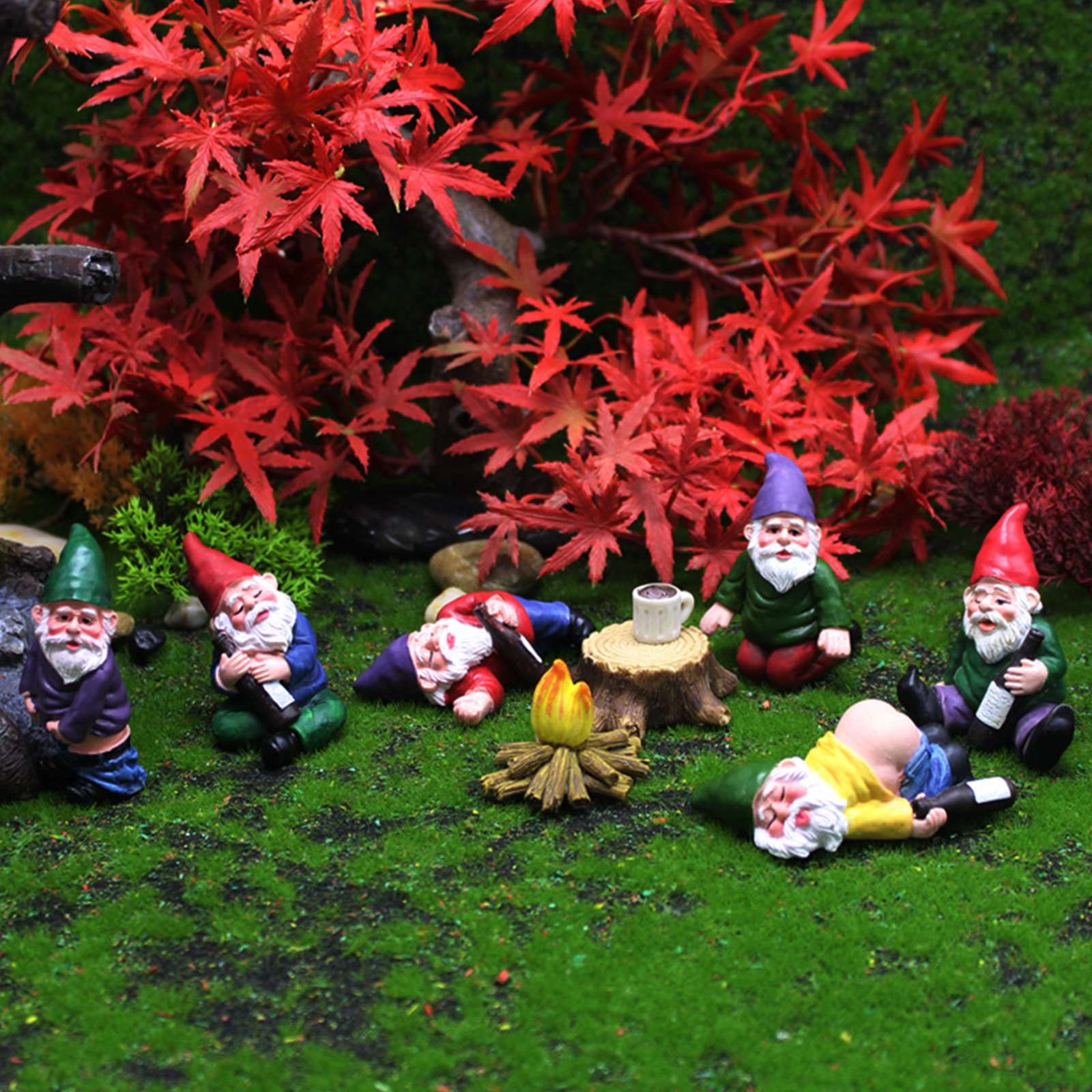 20er Set Gartenzwerge Miniatur Statue betrunkene Zwerg Harz Feen Garten Mini  Gartenfigur Gnome Figuren Blumentopf Puppenhaus Deko Zubehör