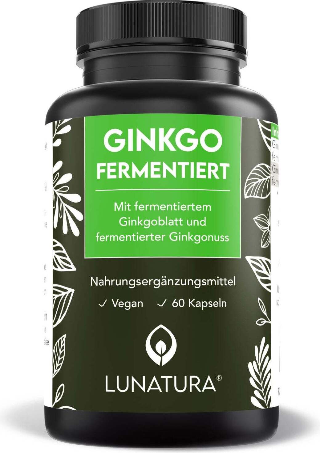 Lunatura Ginkgo fermentiert aus Ginkgonuss & Ginkgoblatt - 60 Kapseln