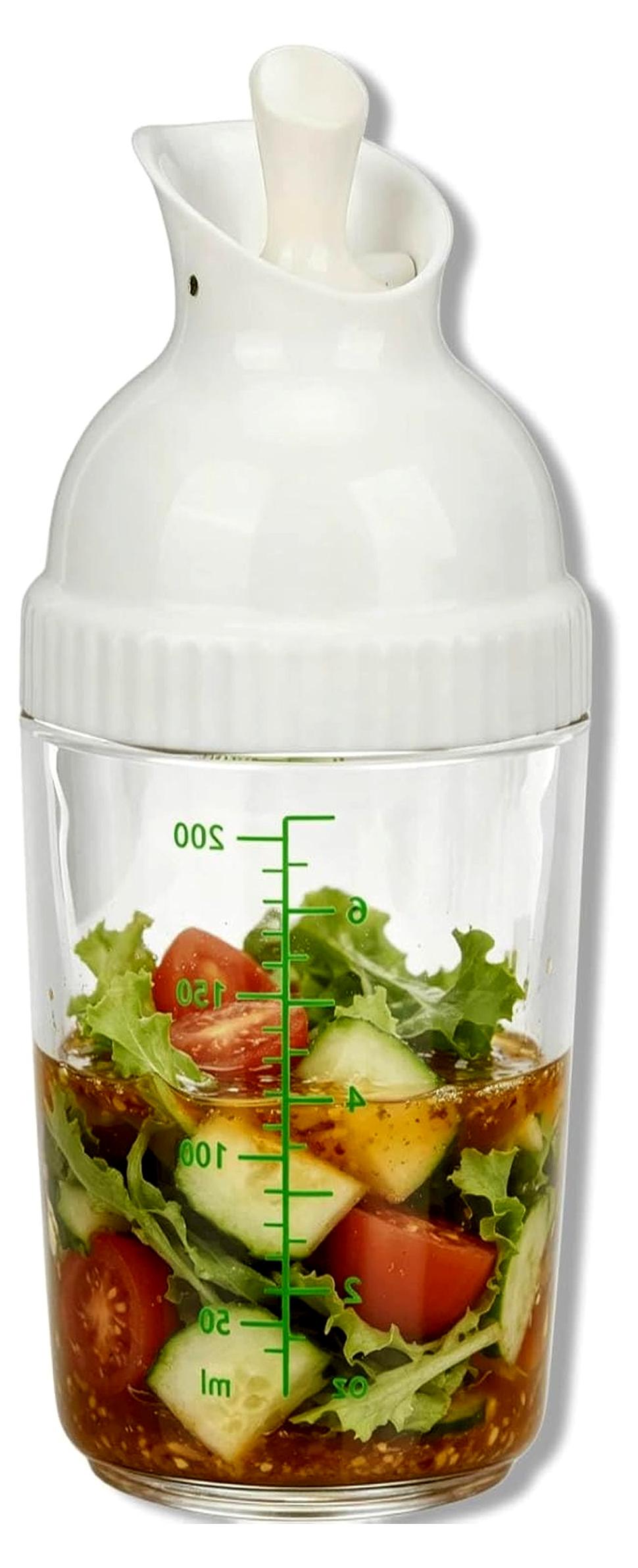 Markenlos Dressingshaker, Schüttelbecher Mixbecher 200 Ml Dressing Shaker, Salatdressing-Behälter Salatdressing-Spender Mit Ausgießer Zum Herstellen, Mischen, Servieren Und Aufbewahren Von Dressings, Saucen