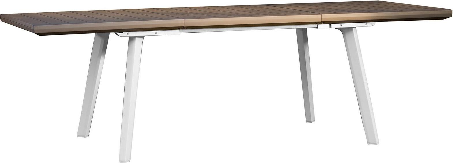 Dmora Gartentisch Quispamsis 162x100,5x76,5 cm Weiß, 10 Sitzplätze, UV-beständig