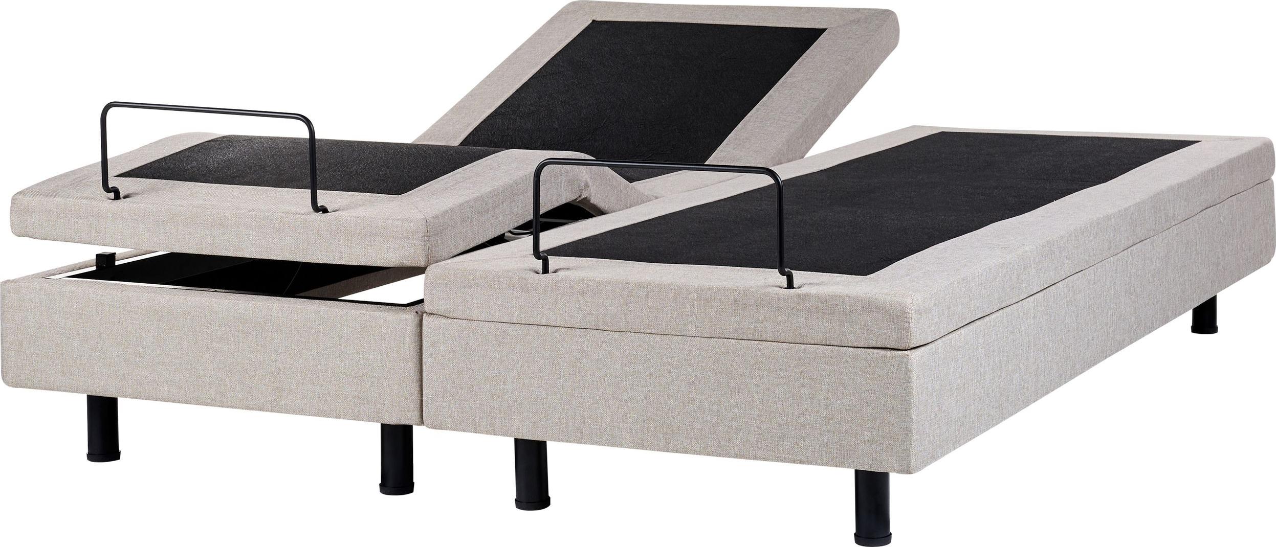 BELIANI Plattform Bett Beige 160 x 200 cm Elektrisch Praktisch Kopfstütze und Fußteil Verstellbar 2 Fernbedienungen Bequeme Sitzstellung Modern 579291