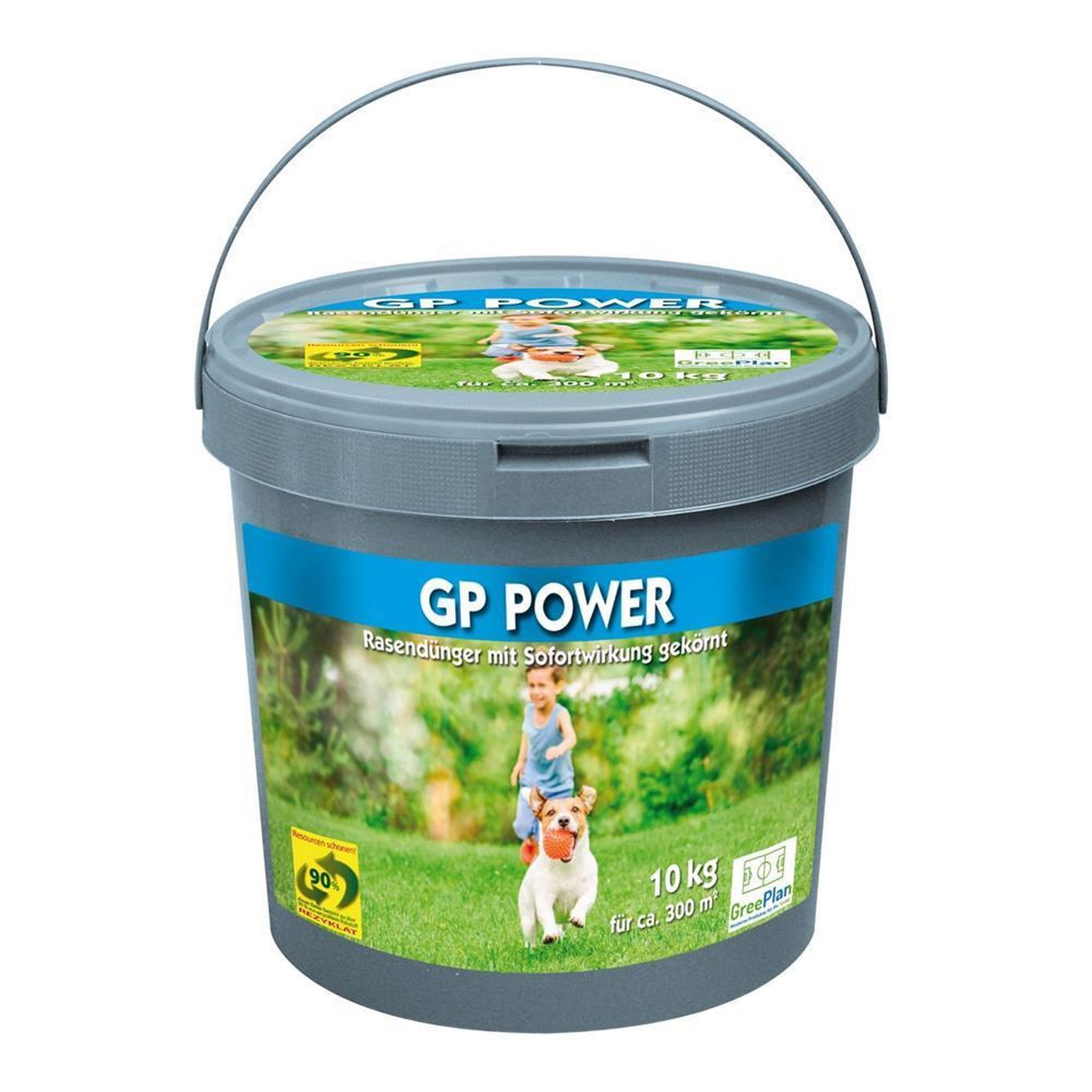 Green Plan GP Power min. Rasendünger mit Sofortwirkung 10kg Eimer 300 m² NPK-Dünger 12+5+5(+3) 810