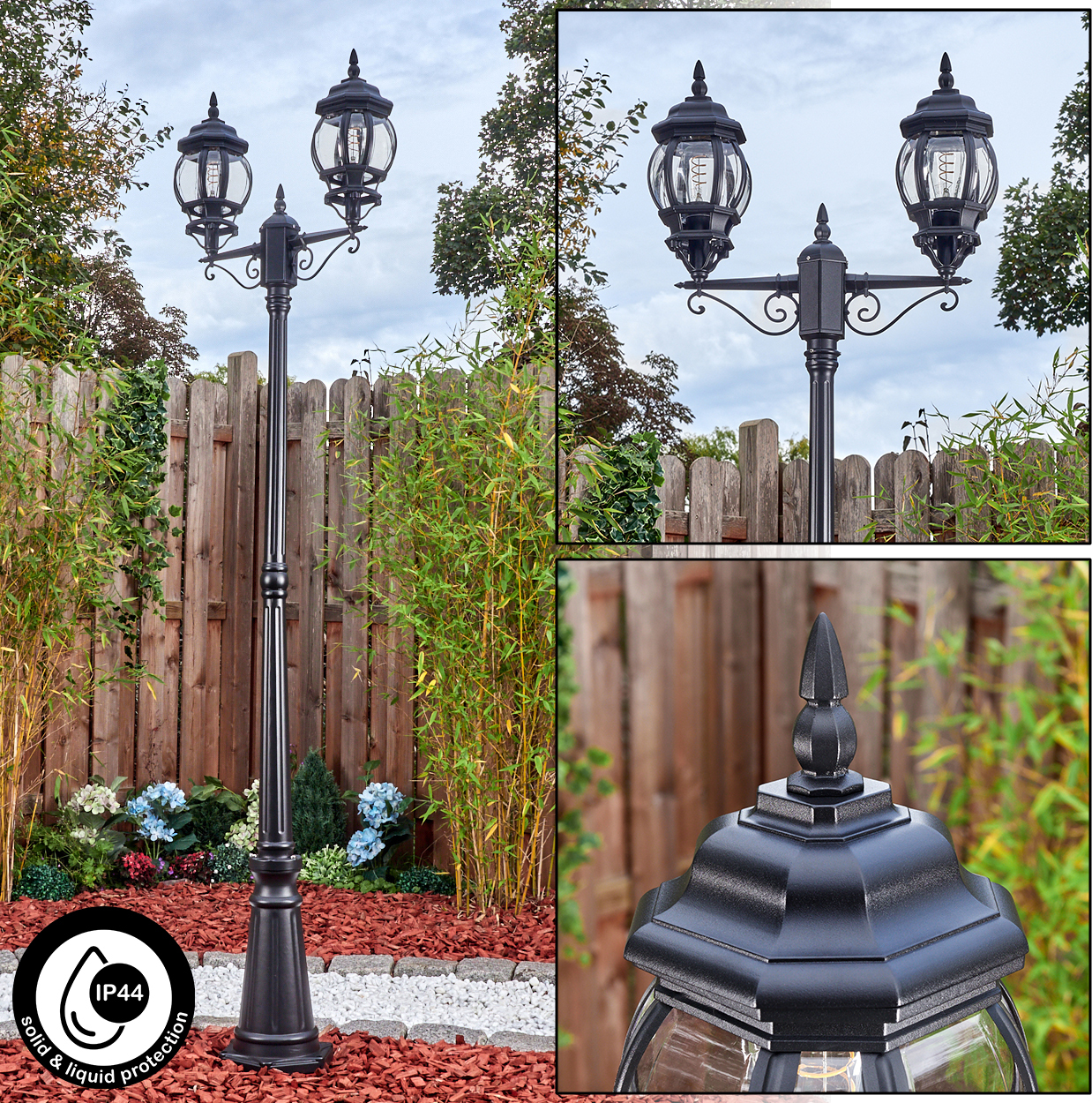 hofstein Meyen Außenwegeleuchte aus Metall/Glas in Schwarz/Klar H3923146