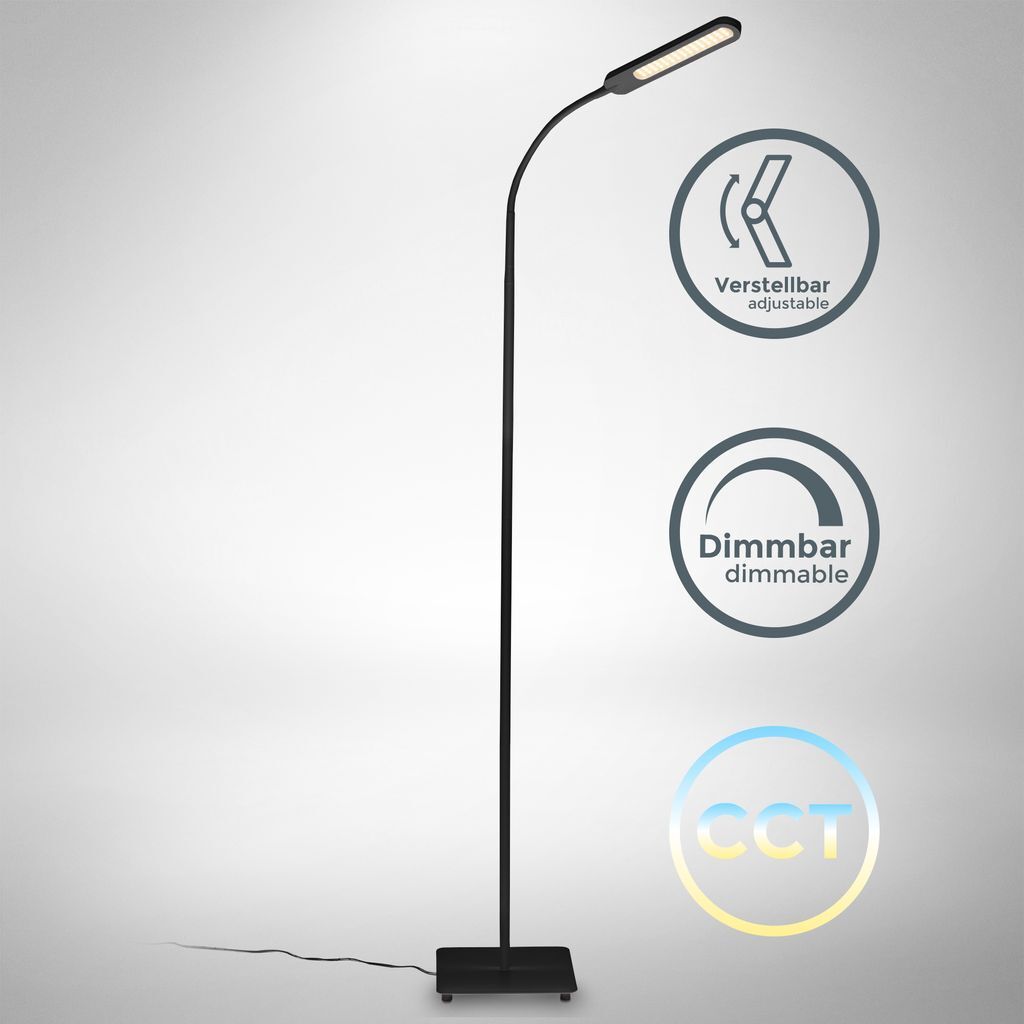 B.K.Licht LED Stehleuchte CCT Stufen dimmbar Stehlampe schwenkbar Touch Leselampe flexibel