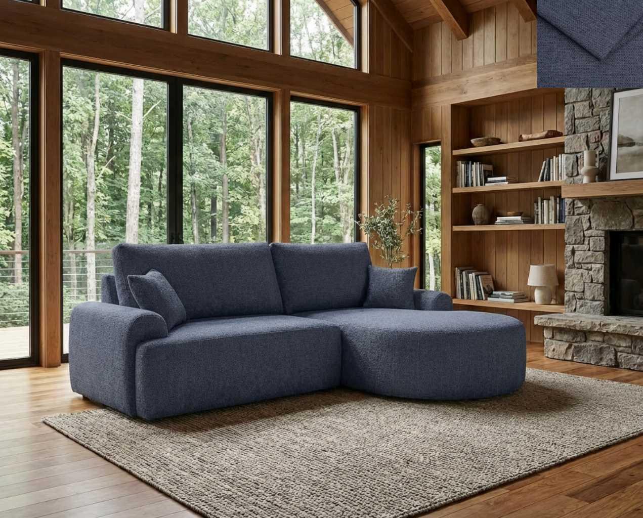 Ecksofa TERACINA Nordelo mit Schlaffunktion und Bettkasten Universal L/R 246 cm Stoff GLOW 11 BLAU Glow-11 Blue