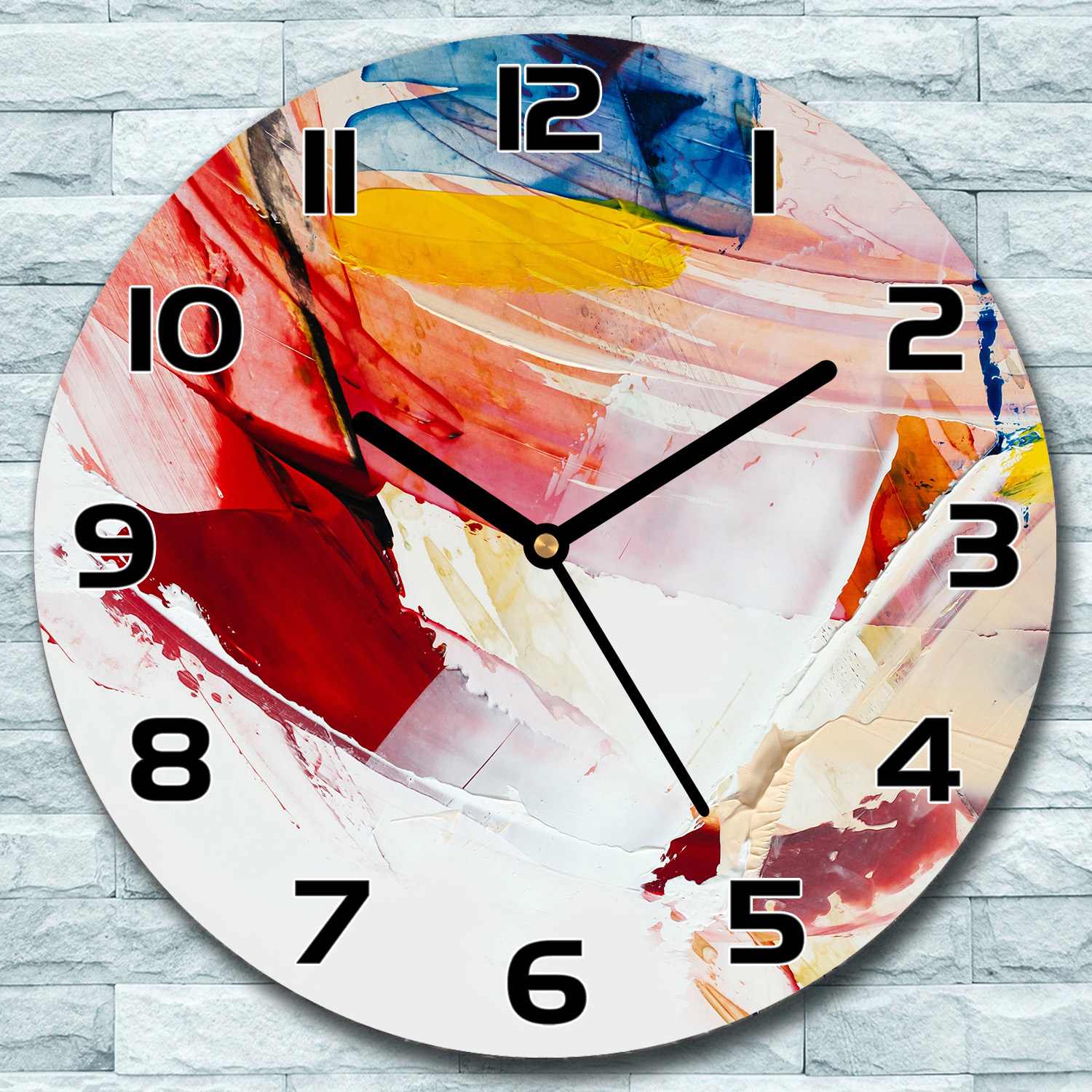 coloray Wanduhr aus Glas Rund fi 30 Verschmierte Farbe Quarz Deko Schlafzimmer Büro zso-black-f30-bluedecor-143