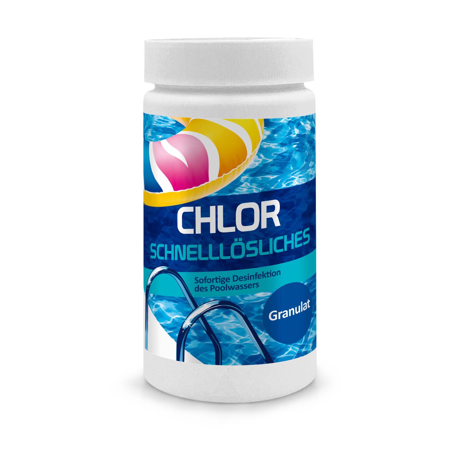 GAMIX Chlorgranulat für Pool 1 kg - Schockchlorung Pool - Desinfektion Chlorung Pool - Pool Chemie - Pflege für Schwimmbad CHLOR-SZOK-1-DE