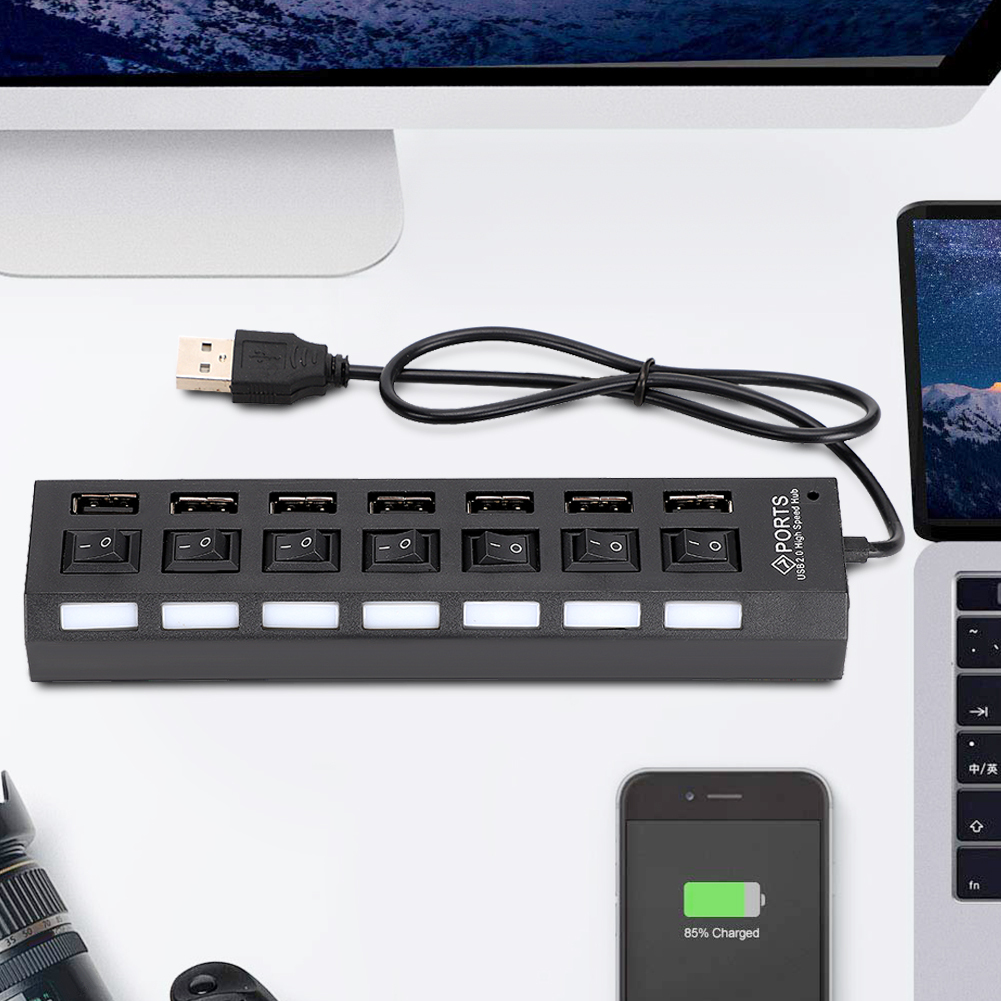Dokovacia stanica USB, stolný rozbočovač, rozbočovač, dokovacia stanica, 7 portový rozbočovač