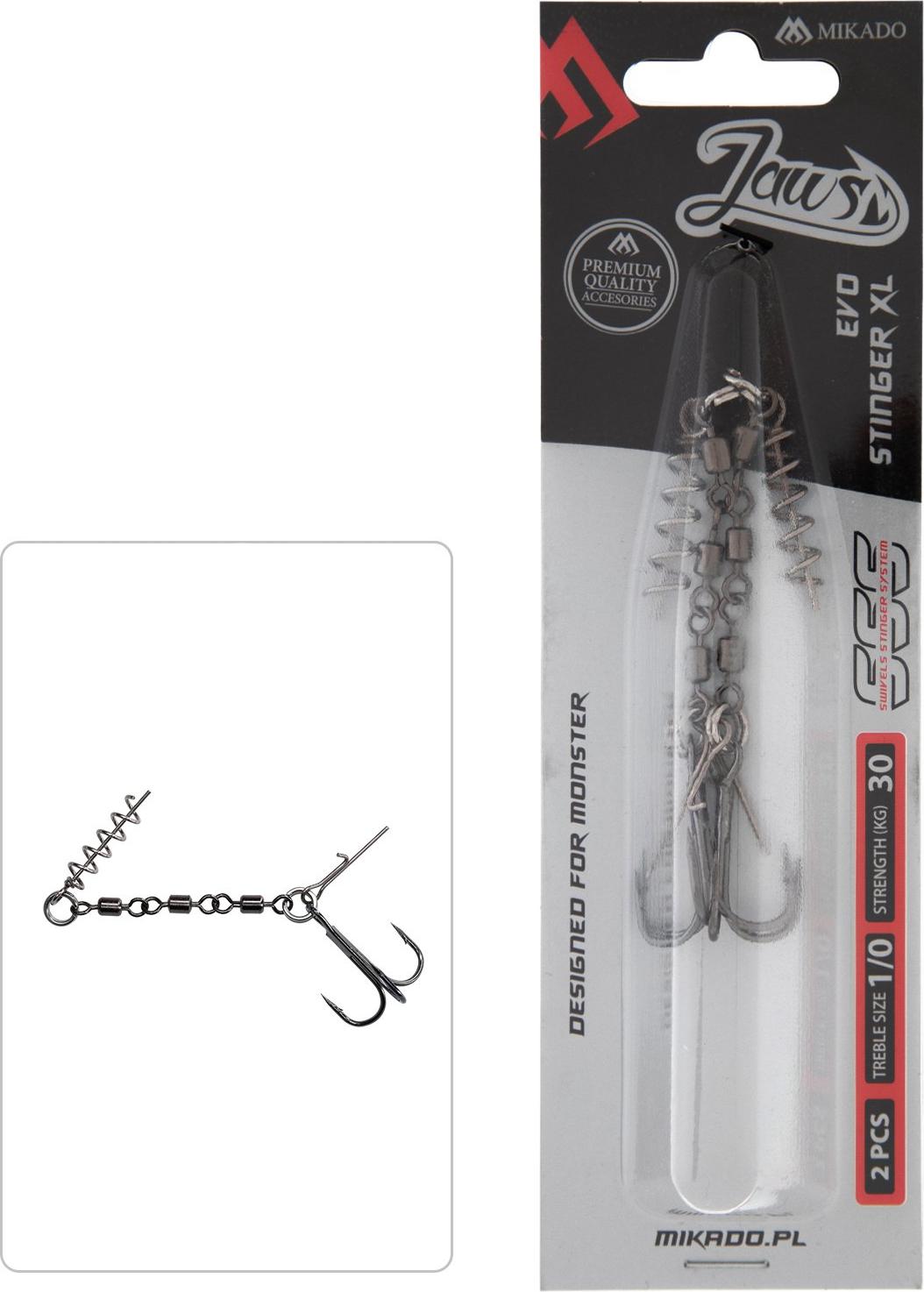 Mikado Stinger JAWS EVO STINGER XL 30kg Drillingshaken 1/0 2er Pack.