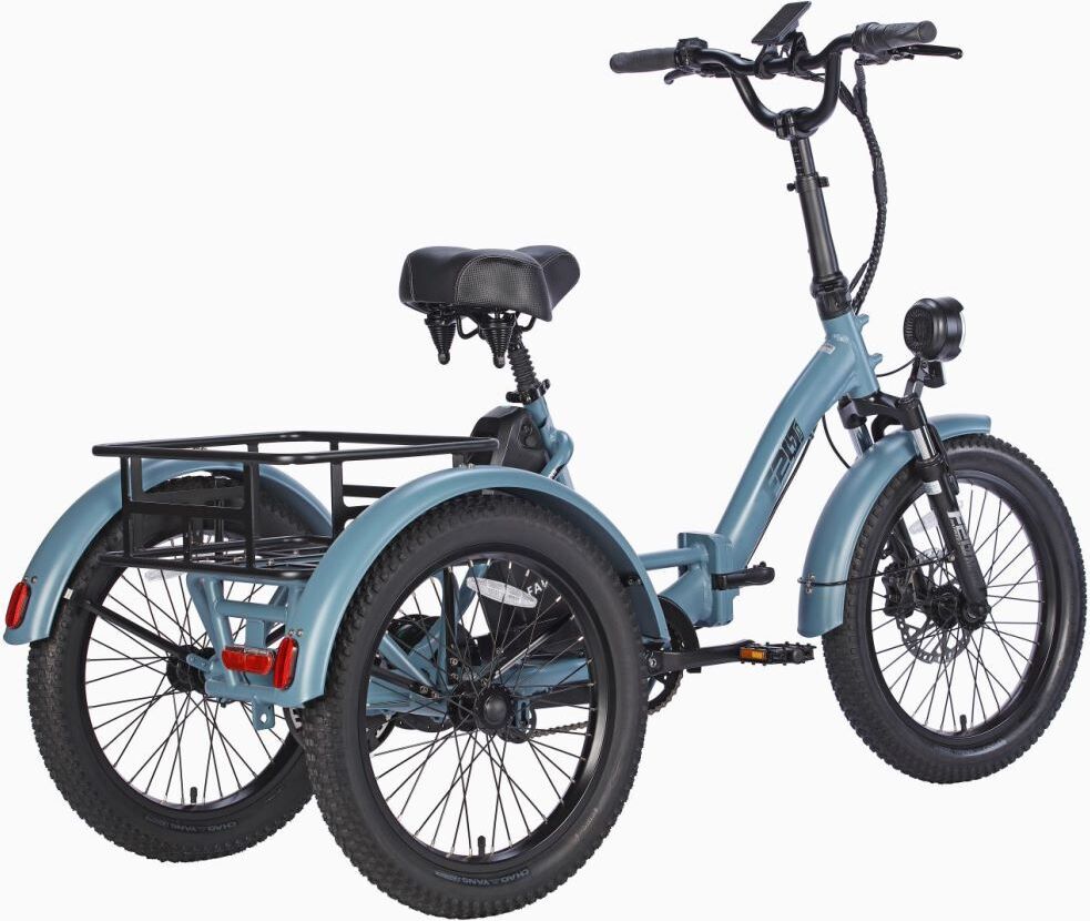 E Bike Tricycle Fat Folding E-bike cargo bike 20 palcov 48V 18,2Ah , Hydraulické kotúčové brzdy elektrický bicykel, elektrický nákladný bicykel 180kg Blue