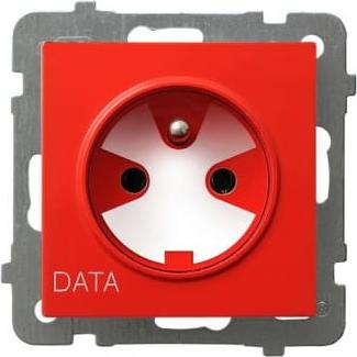 Ospel Als weiße p/t Einzelsteckdose mit Erdung 2P+Z DATA mit Autorisierungsschlüssel ohne Rahmen GP-1GZK/M/00