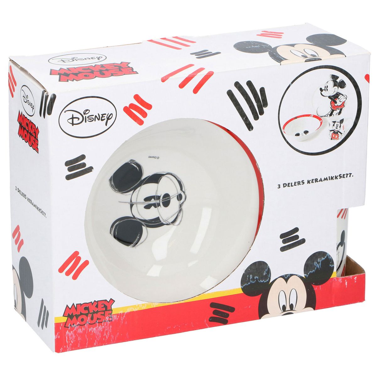 in Geschenkpackung Joy Toy 736095 aus Melamin: 2 Teller und 1 Tasse Disney Mickey Mouse 3-teilig Set