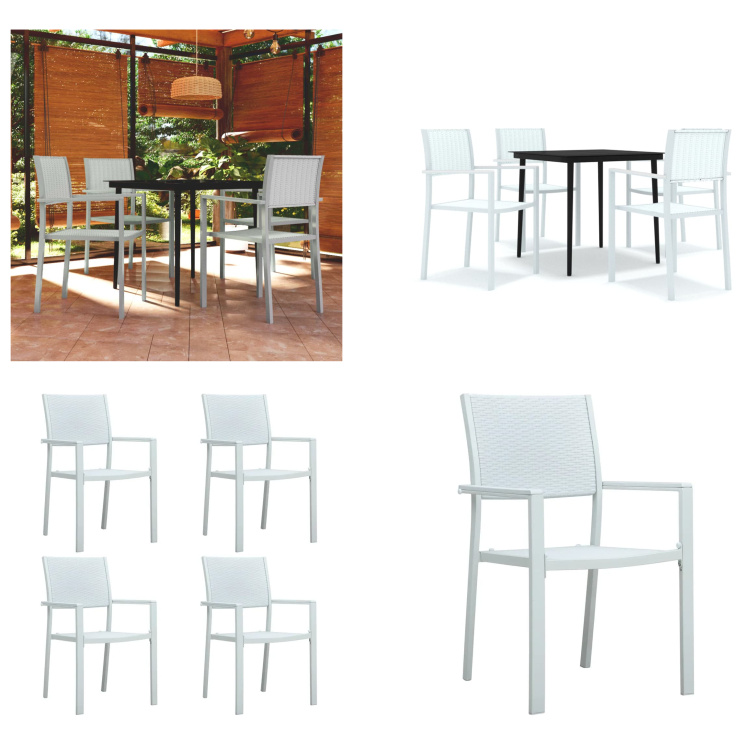 vidaXL 5-dielny záhradný jedálenský set biely - Záhradný jedálenský set - Záhradné jedálenské sety - Jedálenský set - Záhradný nábytok