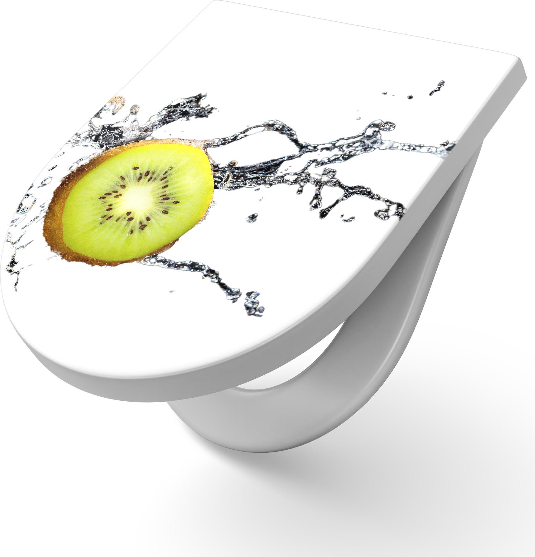 DEQORI WC-Sitz Duroplast 36,4x45,4 cm 'Obst abwaschen' Toilettensitz WC-Brille Design TS-36-45-SC-W-2004-UV