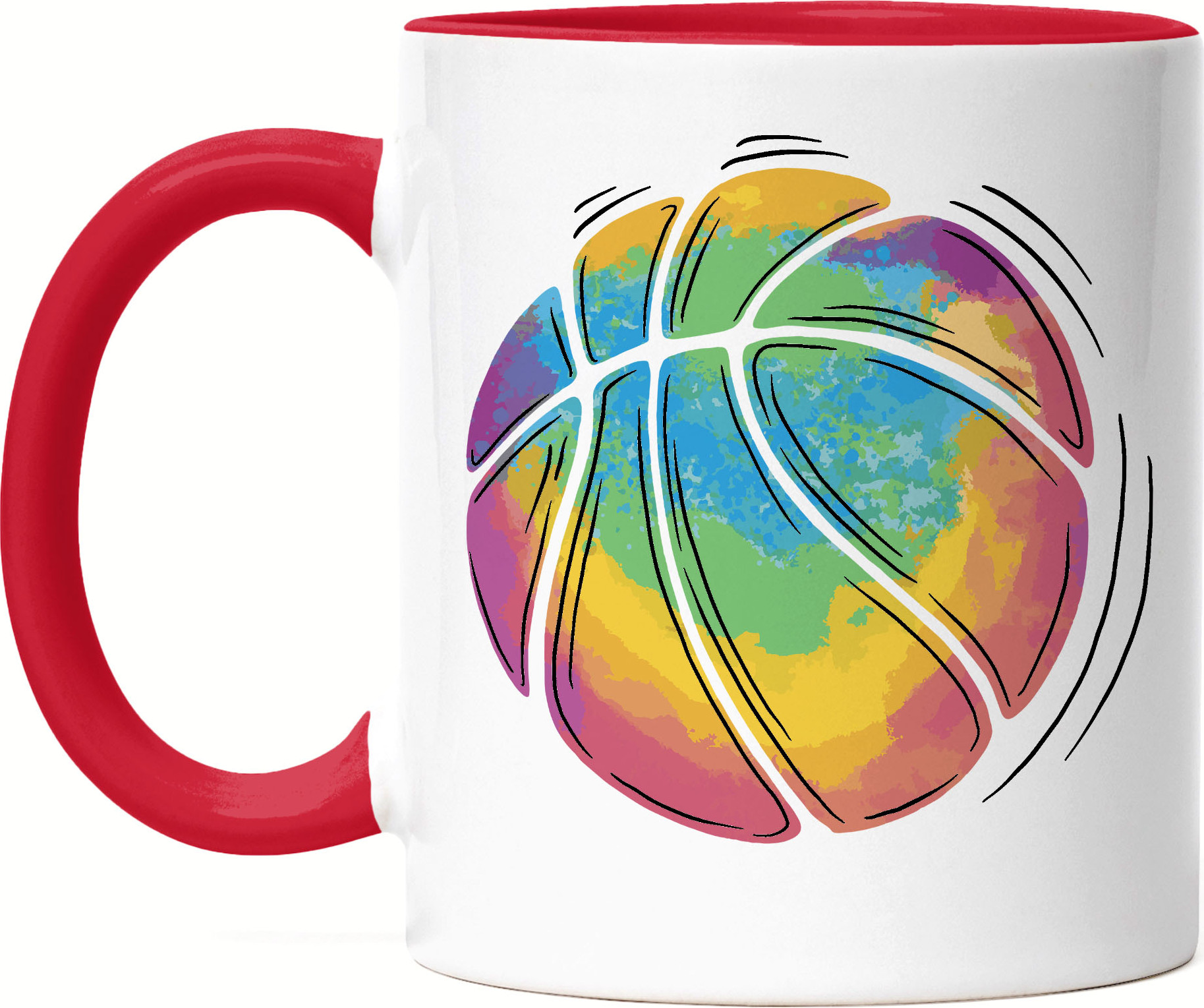 Hey!Print Basketball Tasse Rot Leben Mannschaft Spieler Teamsport Korb Basket Ballsport Jersey Team Ball HP-1797-T-Rot