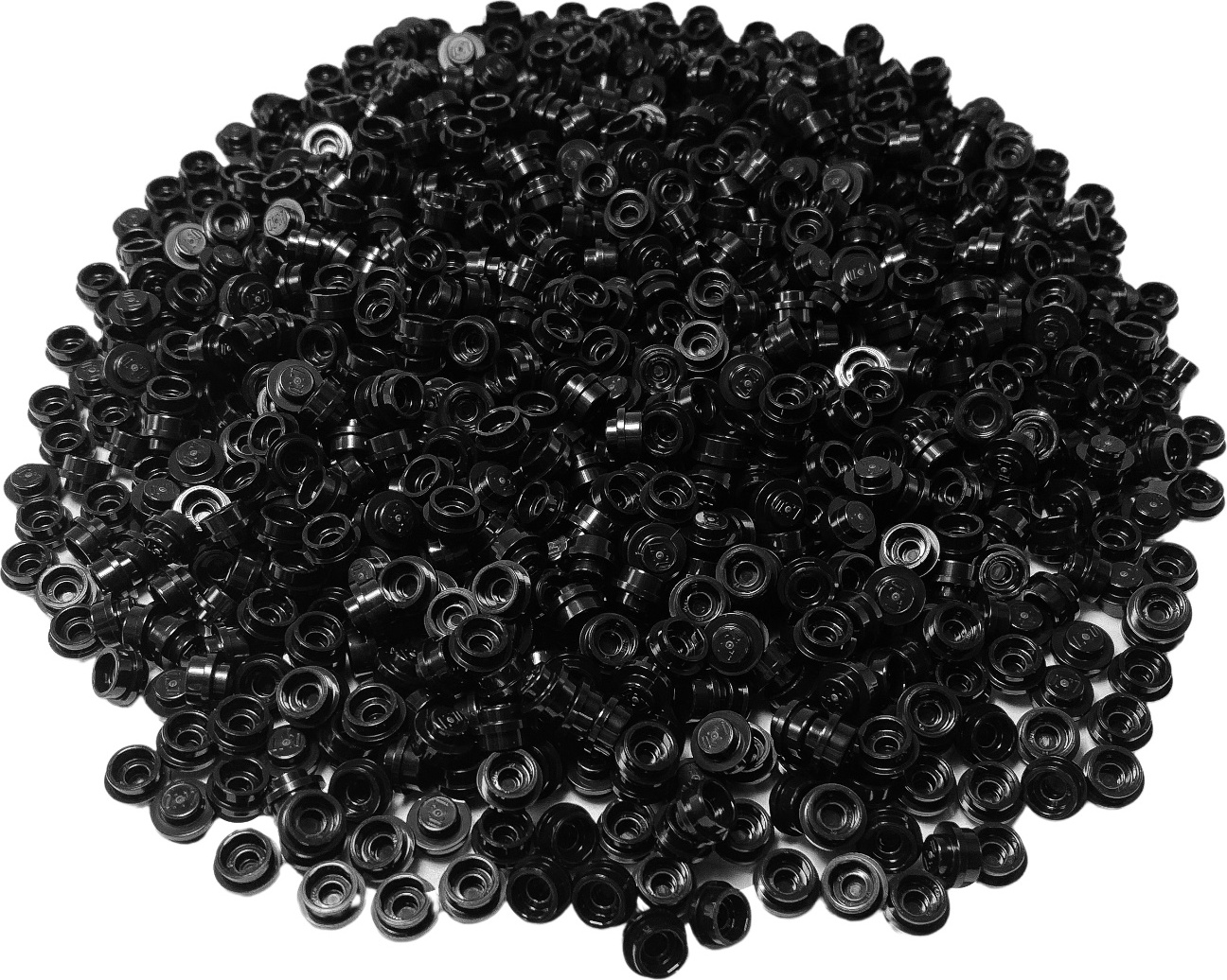 50x LEGO stavebnica okrúhla 1x1, cierna