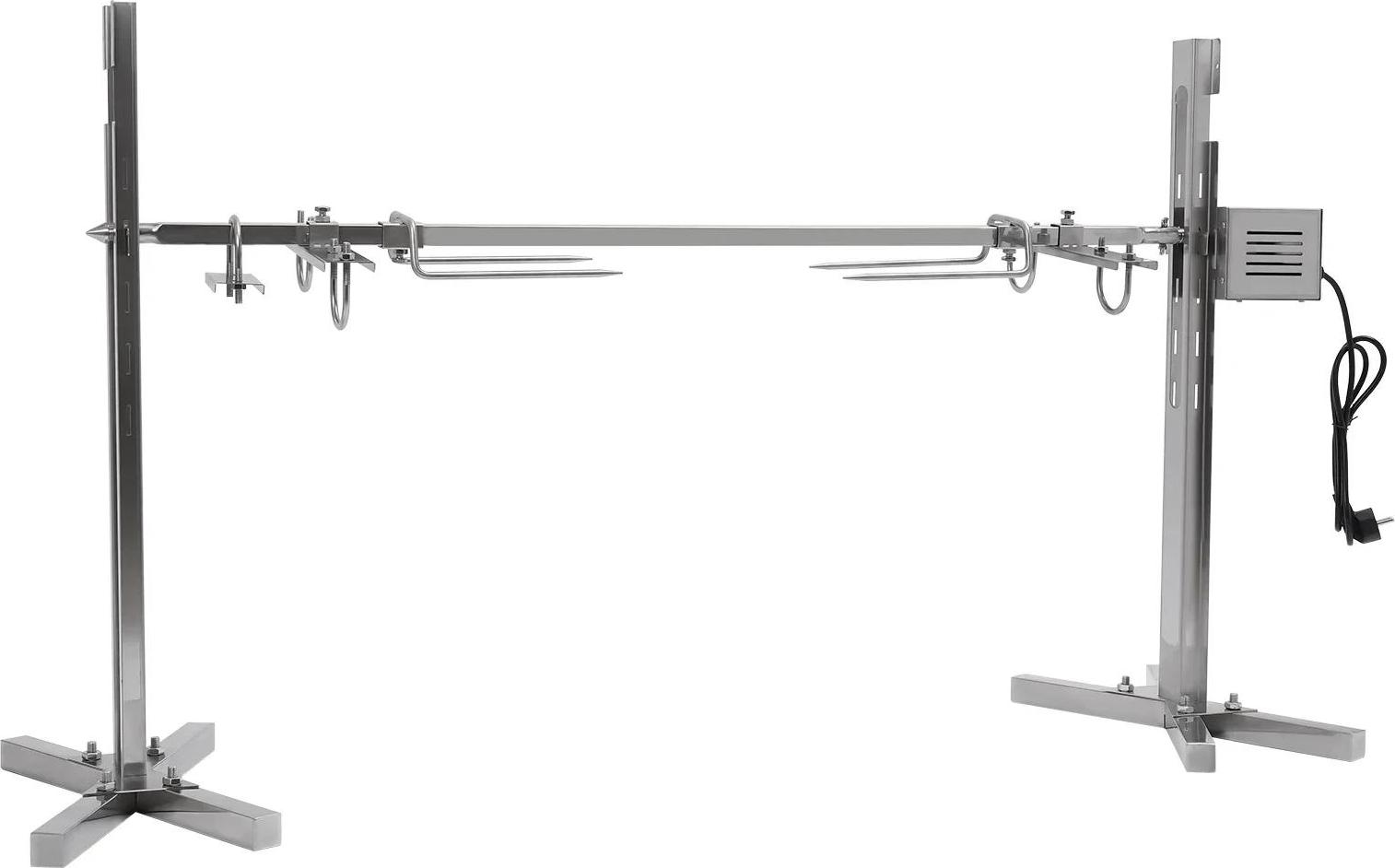 Gril s otočným ražňom - Elektrický gril - Nosnosť 40 kg - 2,5 otáčok za minútu - 5-stupňové nastavenie výšky - 20 W motor - Pre 30 osôb - Strieborný