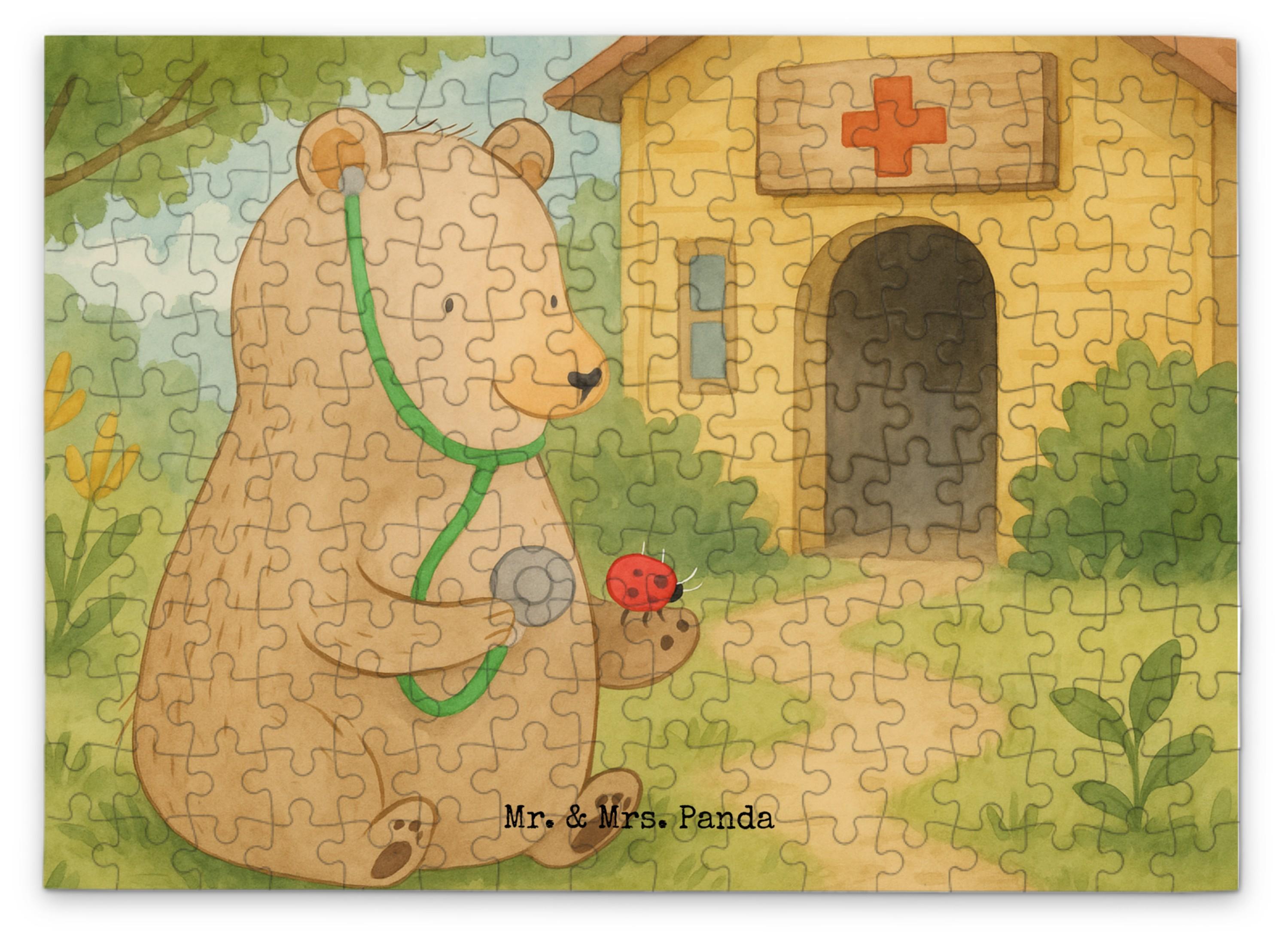 Mr. & Mrs. Panda Puzzle Bär Arzt Design 192 Teile - Weiß - Geschenk, Ärztin, 1000, Doktor, Teddy, 500, 2000, Legespiel, Professorin, Professor, 1500 PD-1927295-STANDARD
