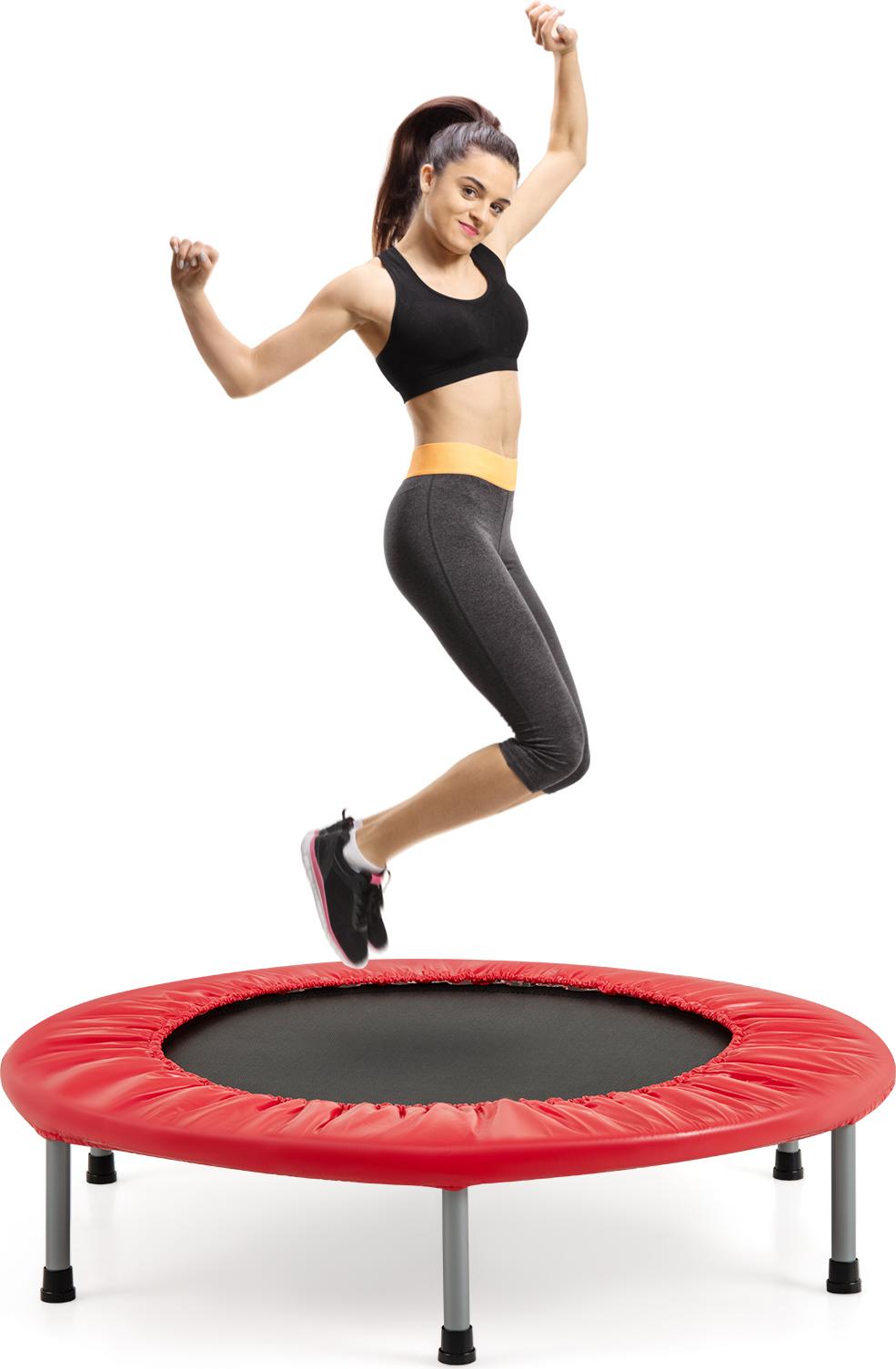 COSTWAY φ97cm mini trampolína, skladacia fitness trampolína, detská trampolína do 150kg, vnútorná záhradná trampolína pre deti a dospelých, červená