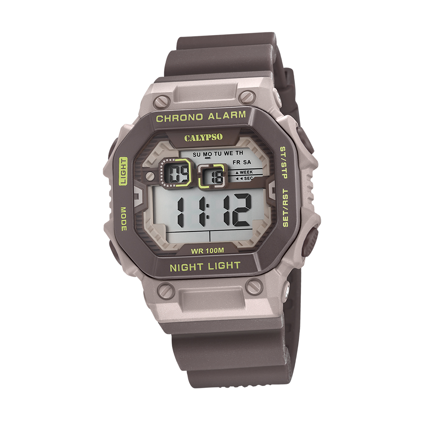 Calypso pánske hodinky gumené hnedé Calypso Digital náramkové hodinky D2UK5840/2