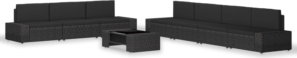 The Living Store 8-tlg. Garten-Lounge-Set Poly Rattan Schwarz