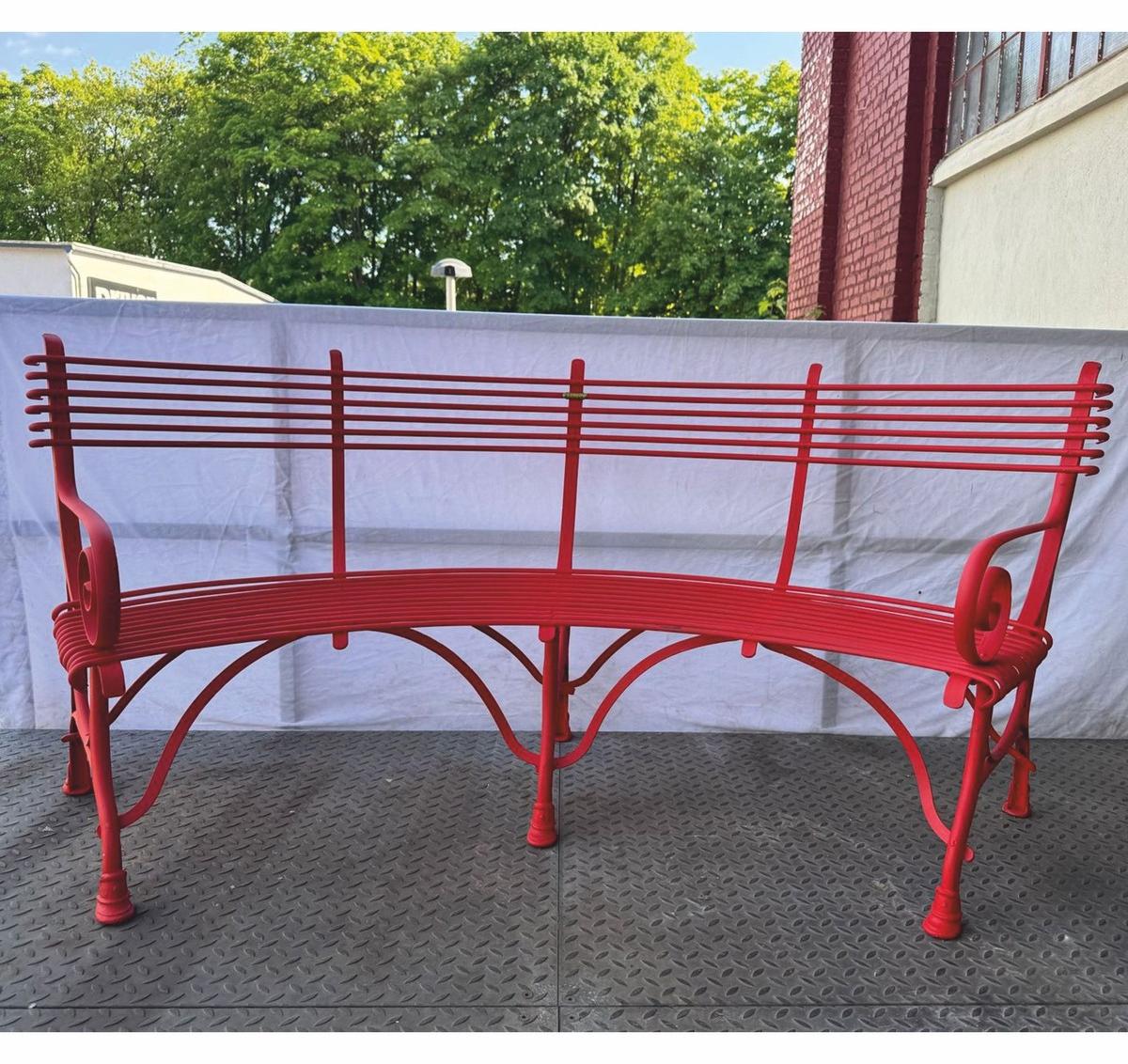 Casa Padrino Jugendstil Gartenbank Rot 200 cm - Barock & Jugendstil Garten Möbel