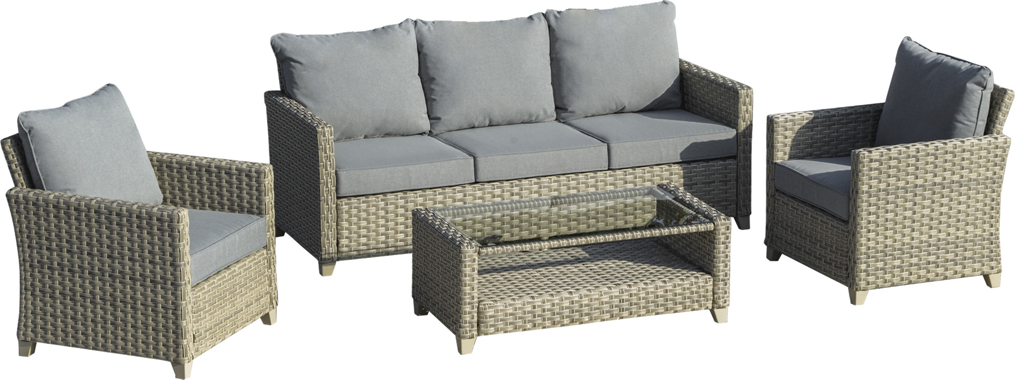 Outsunny 5-dielna polyratanová súprava záhradného nábytku záhradná súprava obývacia súprava obývacia súprava so stolíkom vankúše na sedenie hliník hnedá+šedá