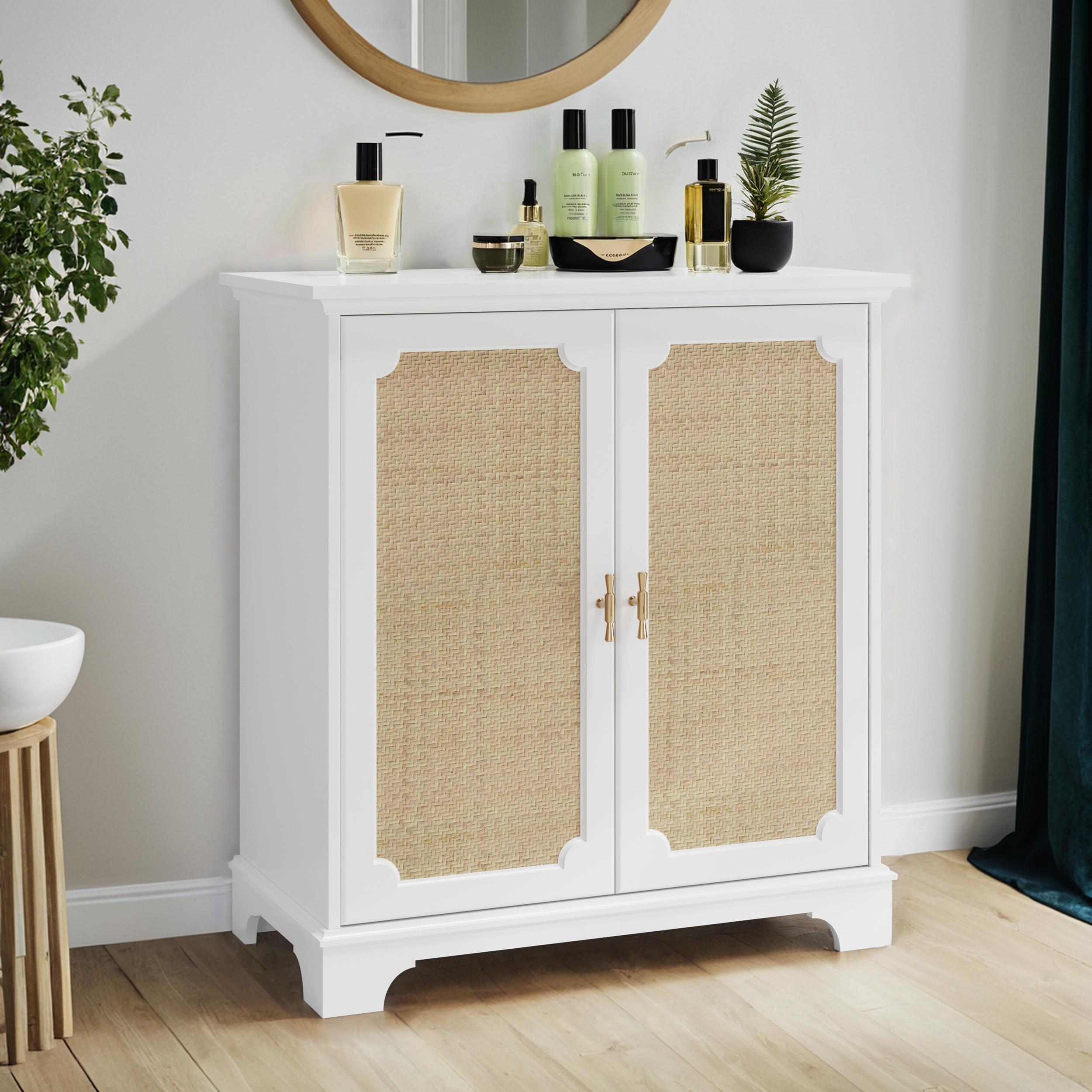 Sideboard mit Rattan-Dekortüren, als Weinschrank oder Buffet, Flur & Küche