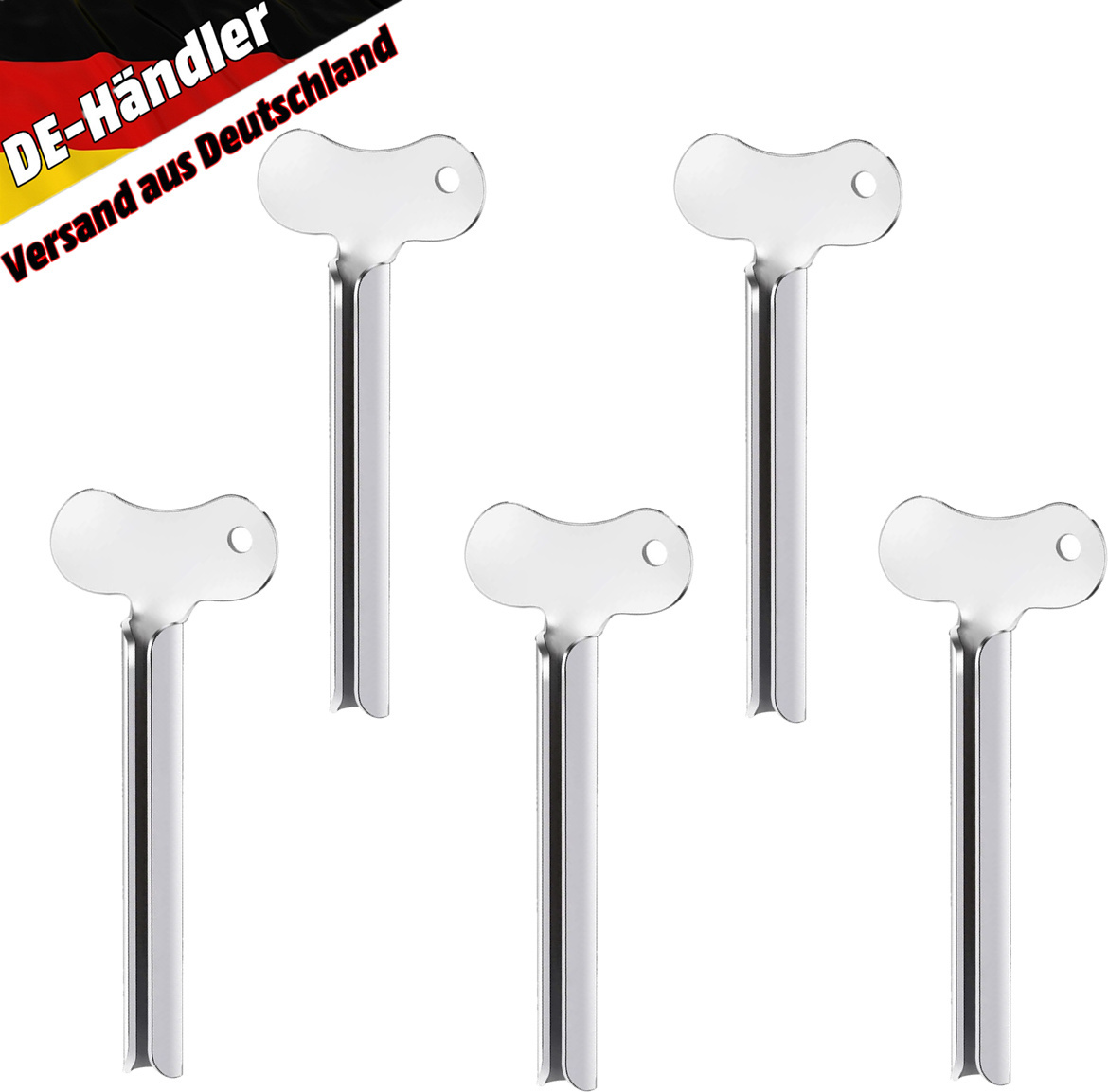 Olotos 5 Stück Tubenpresse Tubenschlüssel Tubenquetscher Tubenausdrücker Tubenpresse Zahnpasta Edelstahl Toothpaste Squeezer für Kosmetik Schuhcreme Haarfärbemittel Pigmente Geeignet für Küche Bad Studio